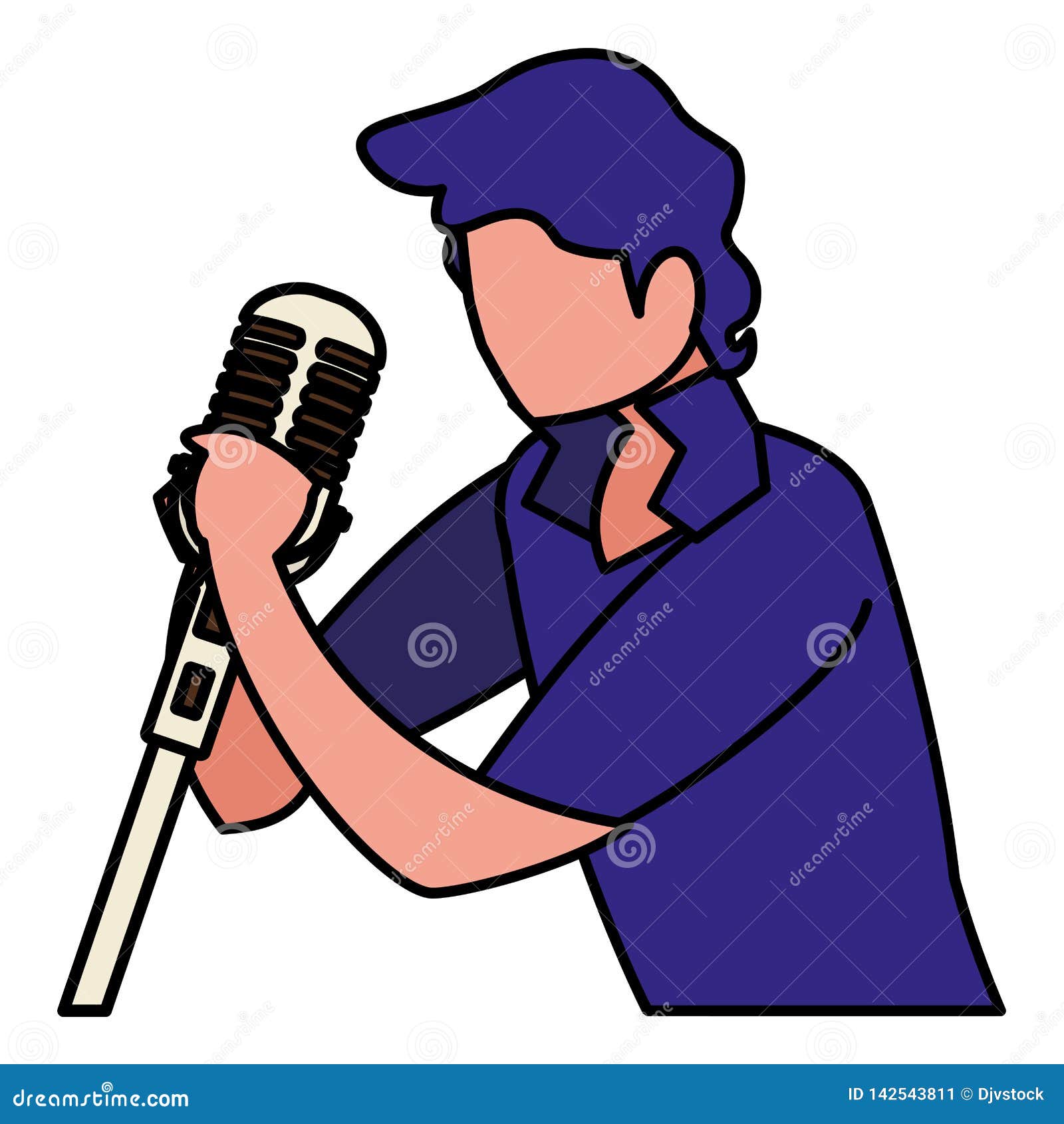 Singer with Microphone Character Stock Vector Illustration of