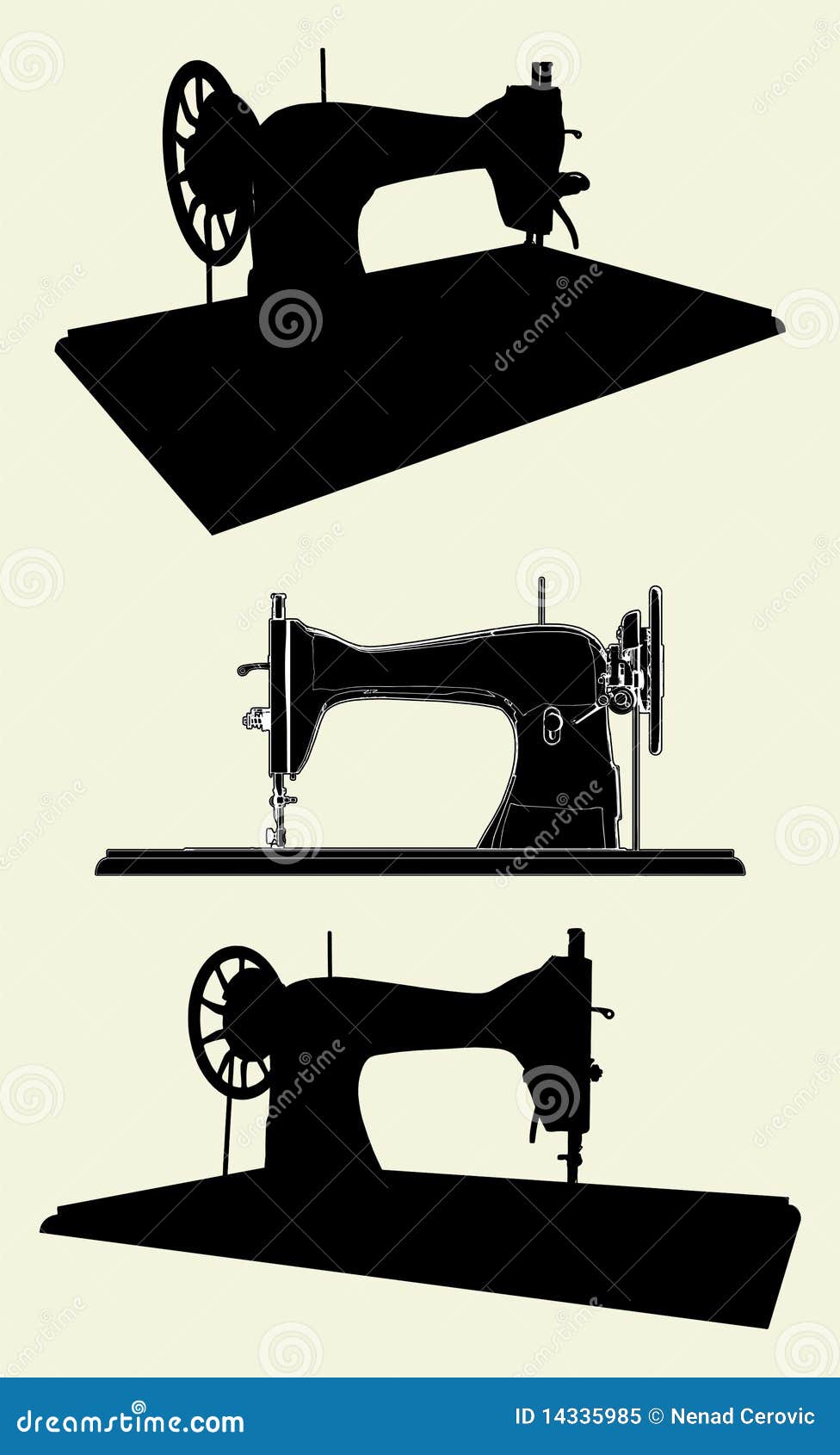 Singer Sewing Machine Parts Vintage Line Stock Vector (Royalty