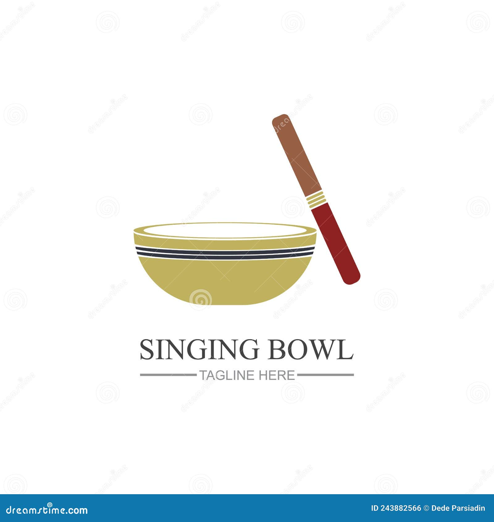 Singing Bowl Logo Vector Illustration Design Stock Vector Illustration of hand, lettering