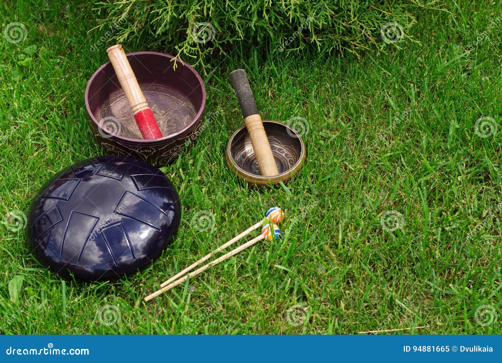 Singing Bowls and Steel Tongue Drum Stock Image Image of religious