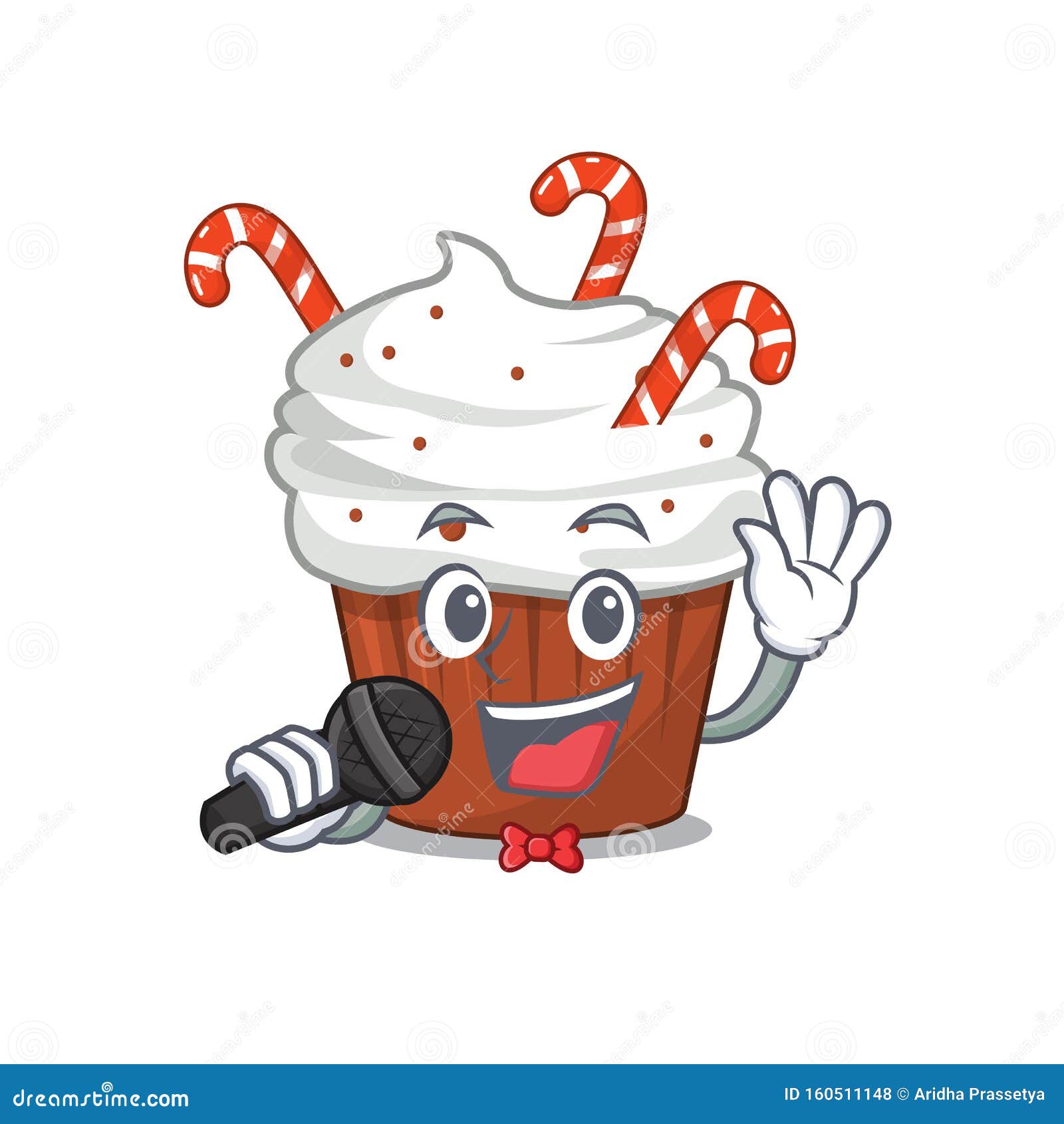 Singing Christmas Cupcake in the Character Fridge Stock Vector