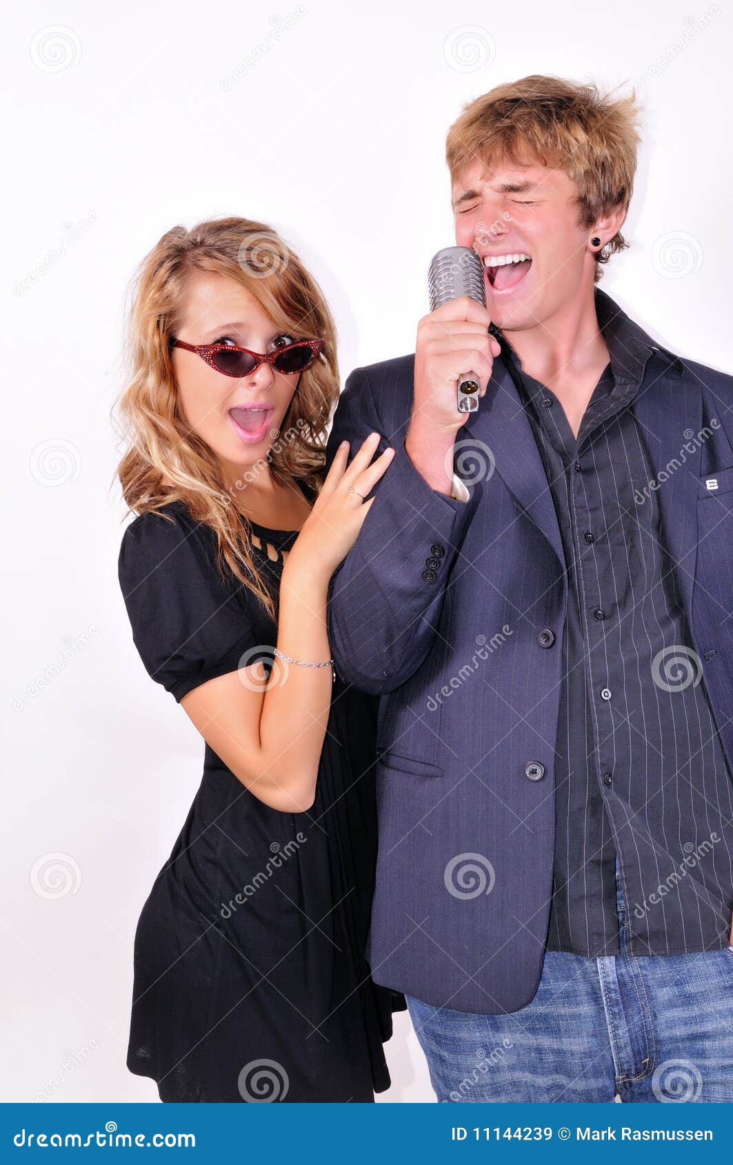Singing couple stock image. Image of woman, silly, microphone - 11144239