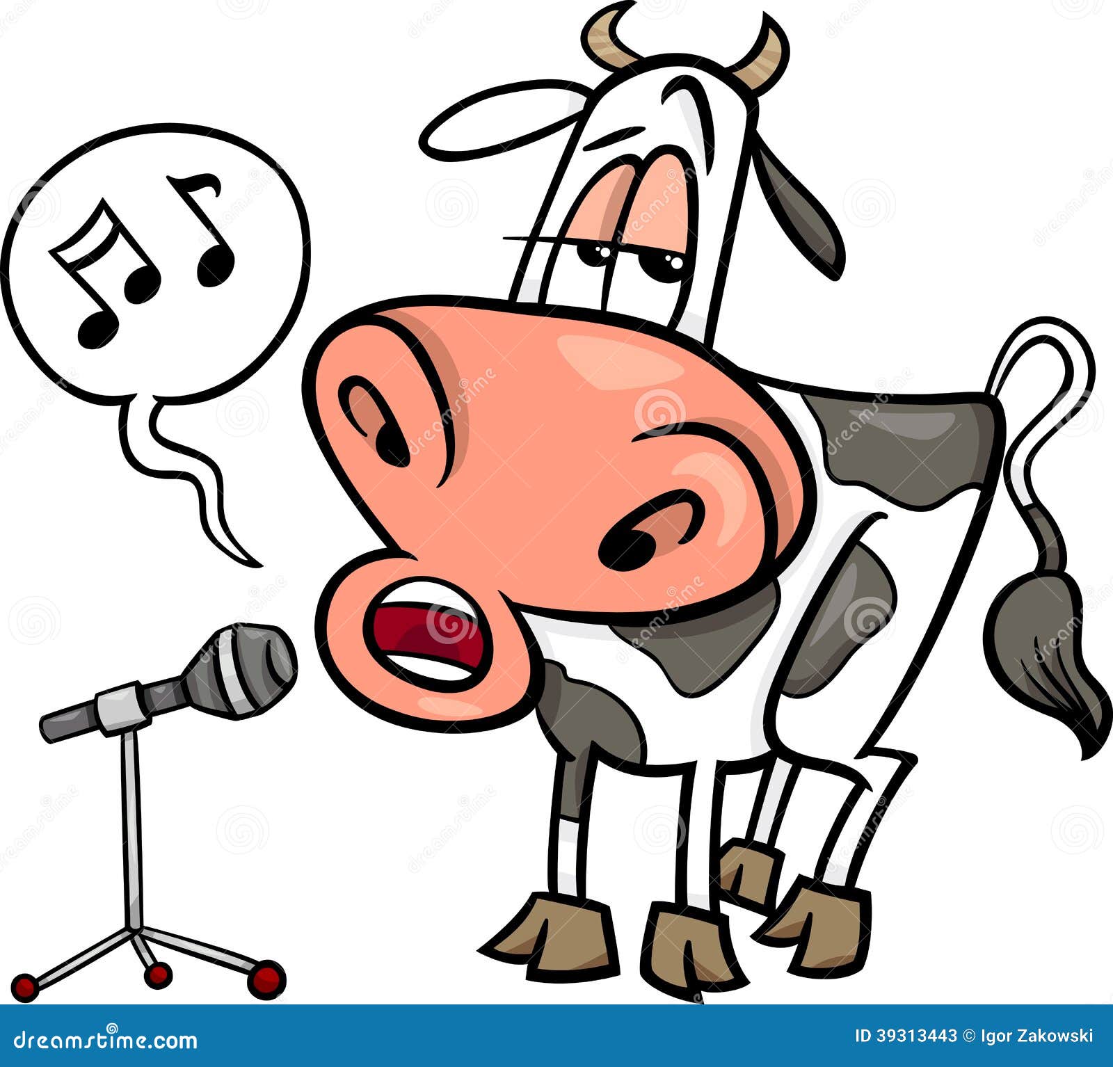 Singing Cow Cartoon Illustration Stock Vector - Illustration of artist,  graphic: 39313443