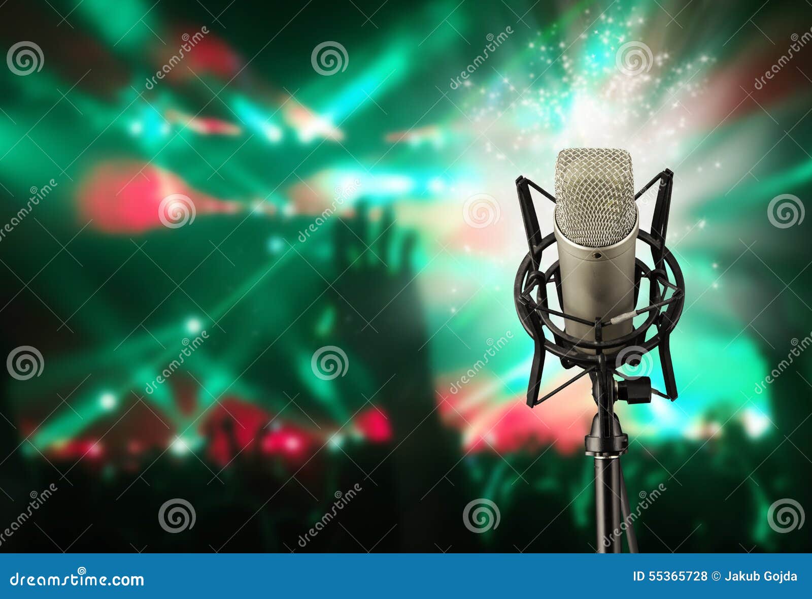 Singing Microphone on Music Concert Stock Photo - Image of microphone,  green: 55365728