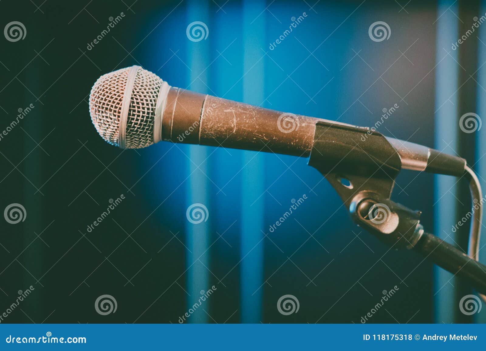 Singing into the Microphone on Stage Stock Photo Image of event
