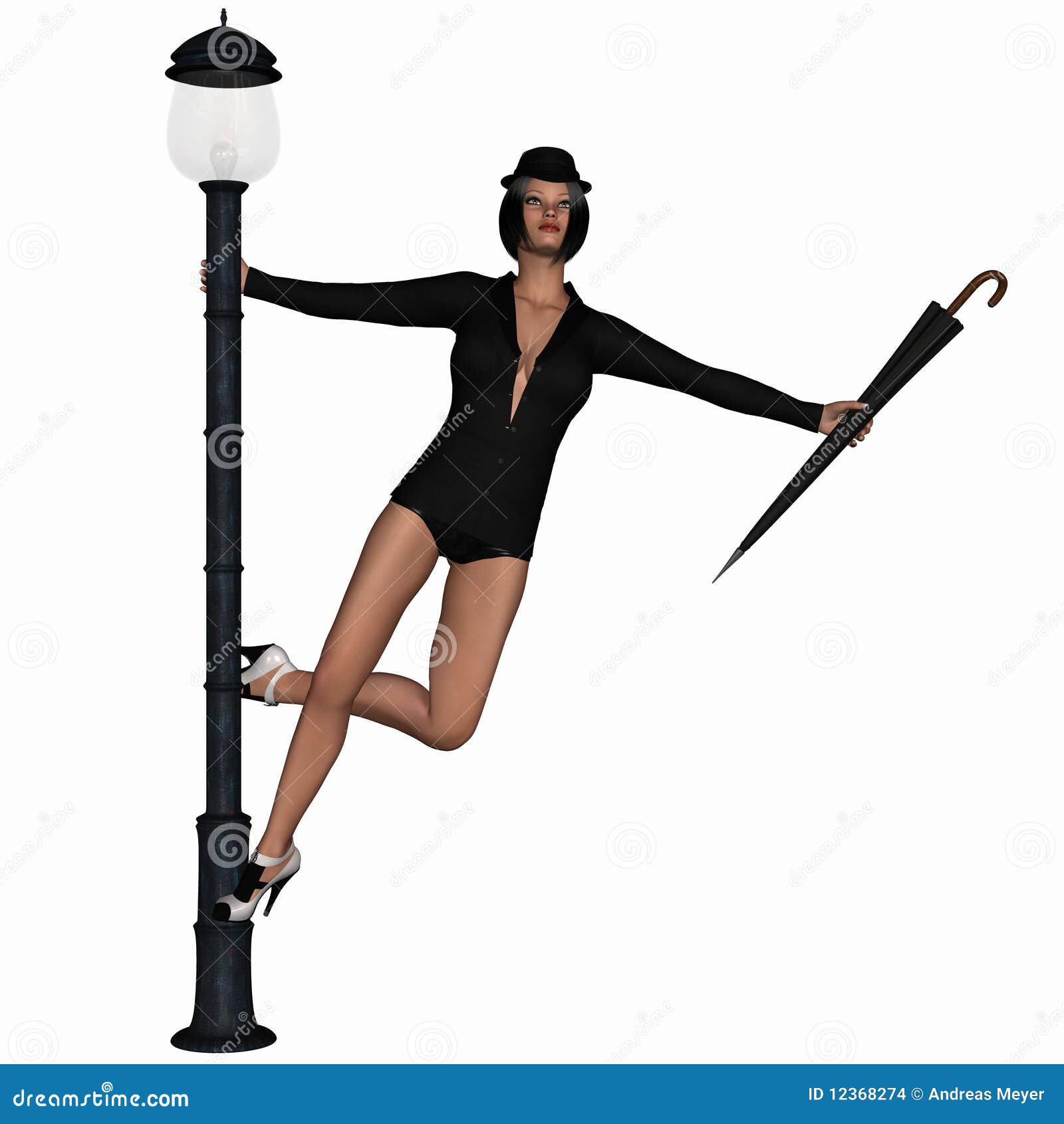 Singing in the Rain Beauty with Umbrella Stock Illustration