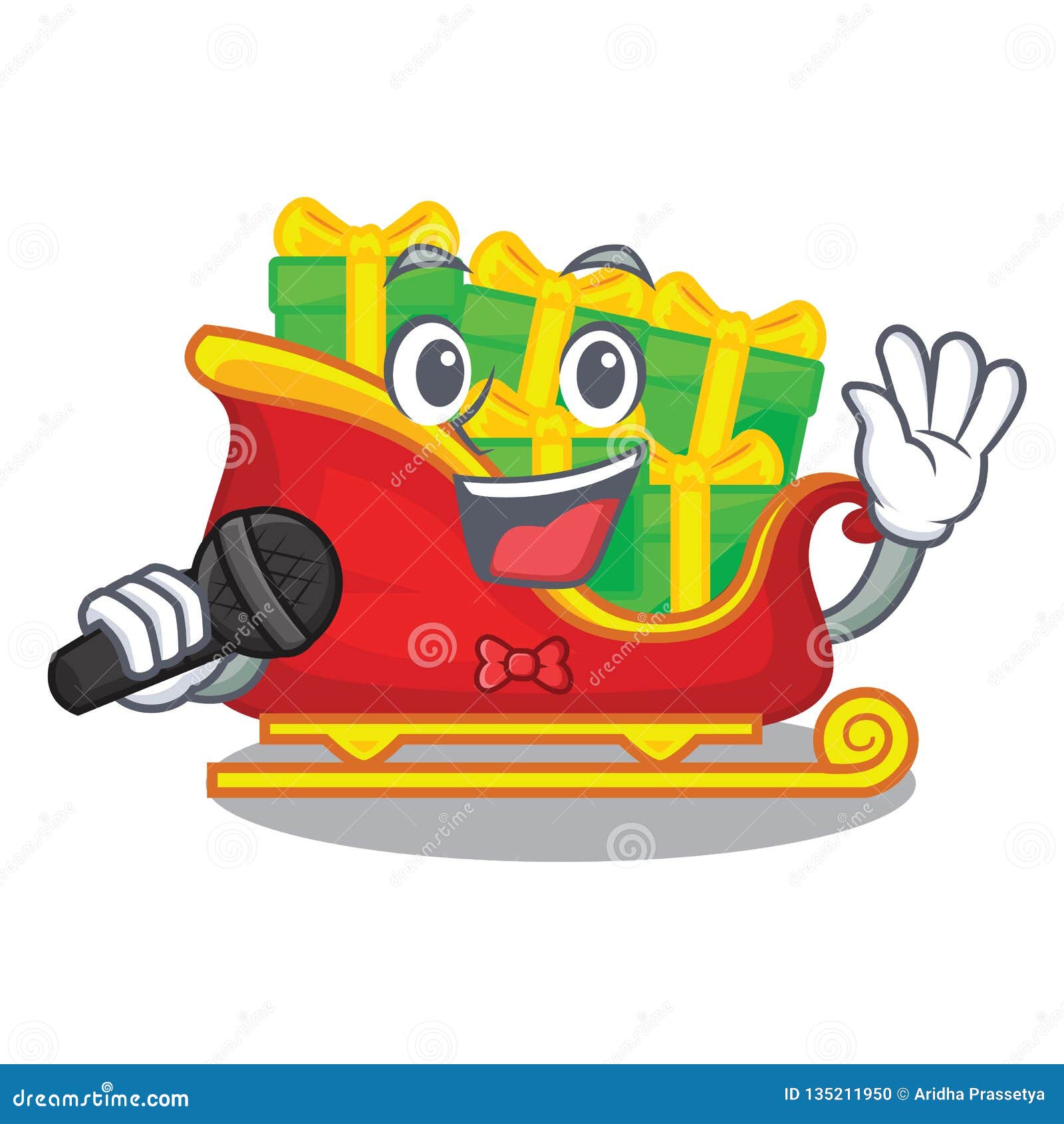 Download Singing Santa Sleigh With Christmas Character Gifts Stock Vector - Illustration of graphic, cafe ...