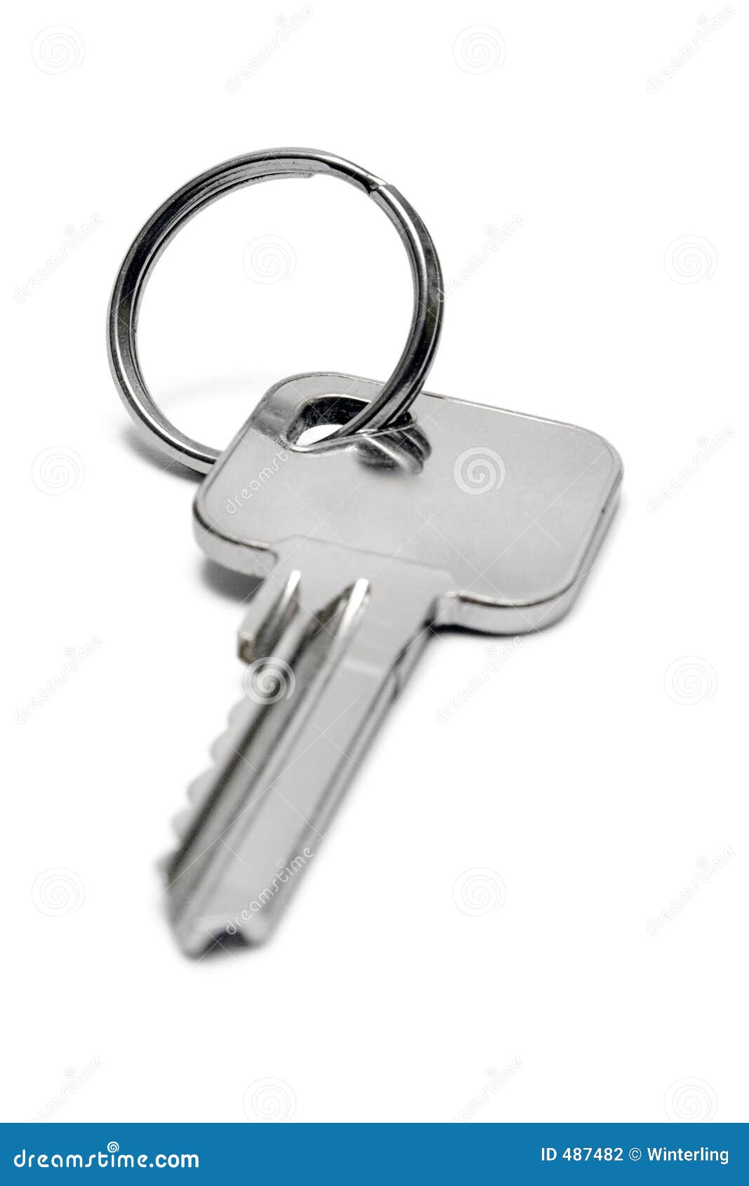 Single Apartment Key W/ Ring (Front View) Stock Photo Image of blank