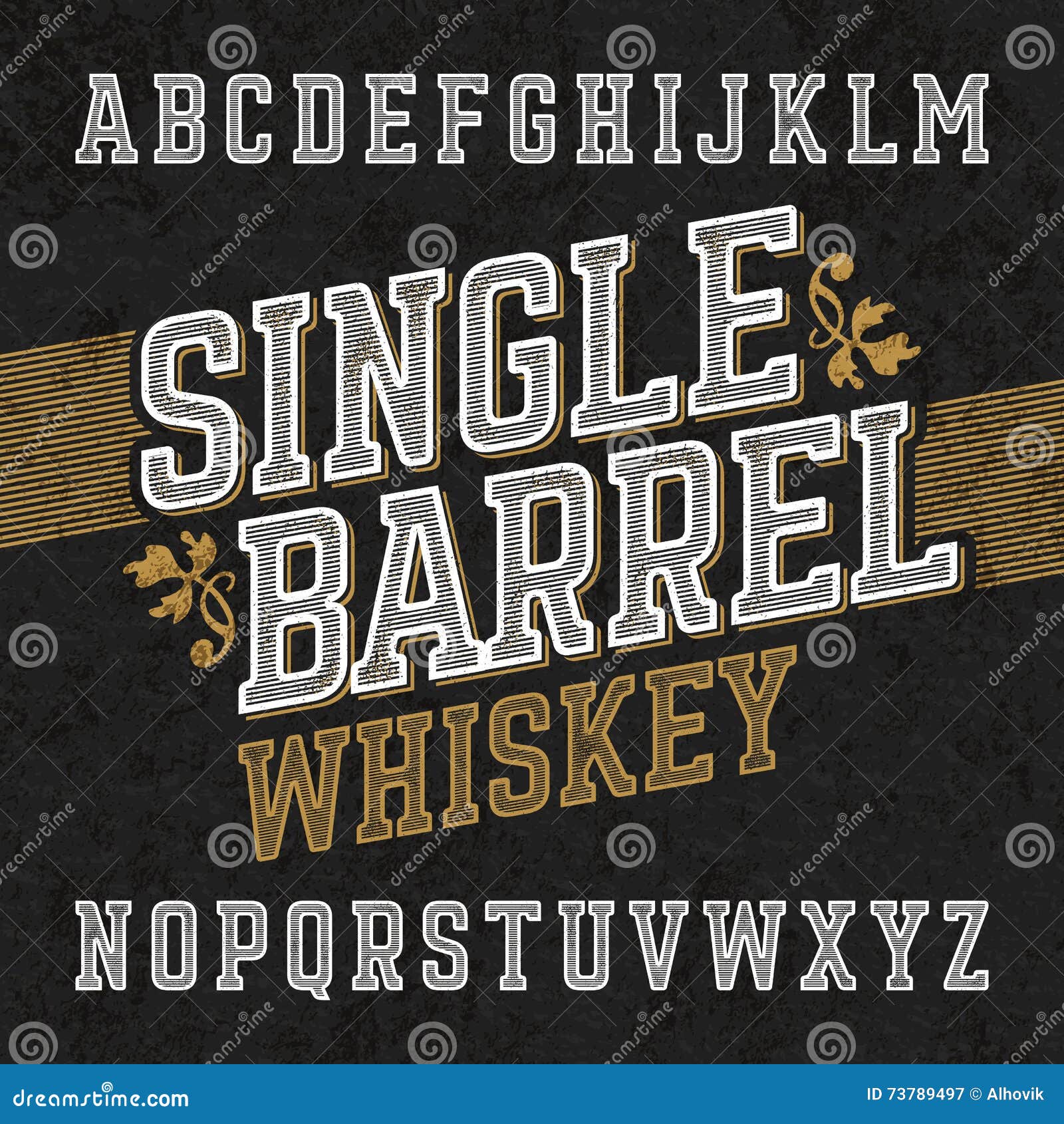 single barrel whiskey label font with sample 