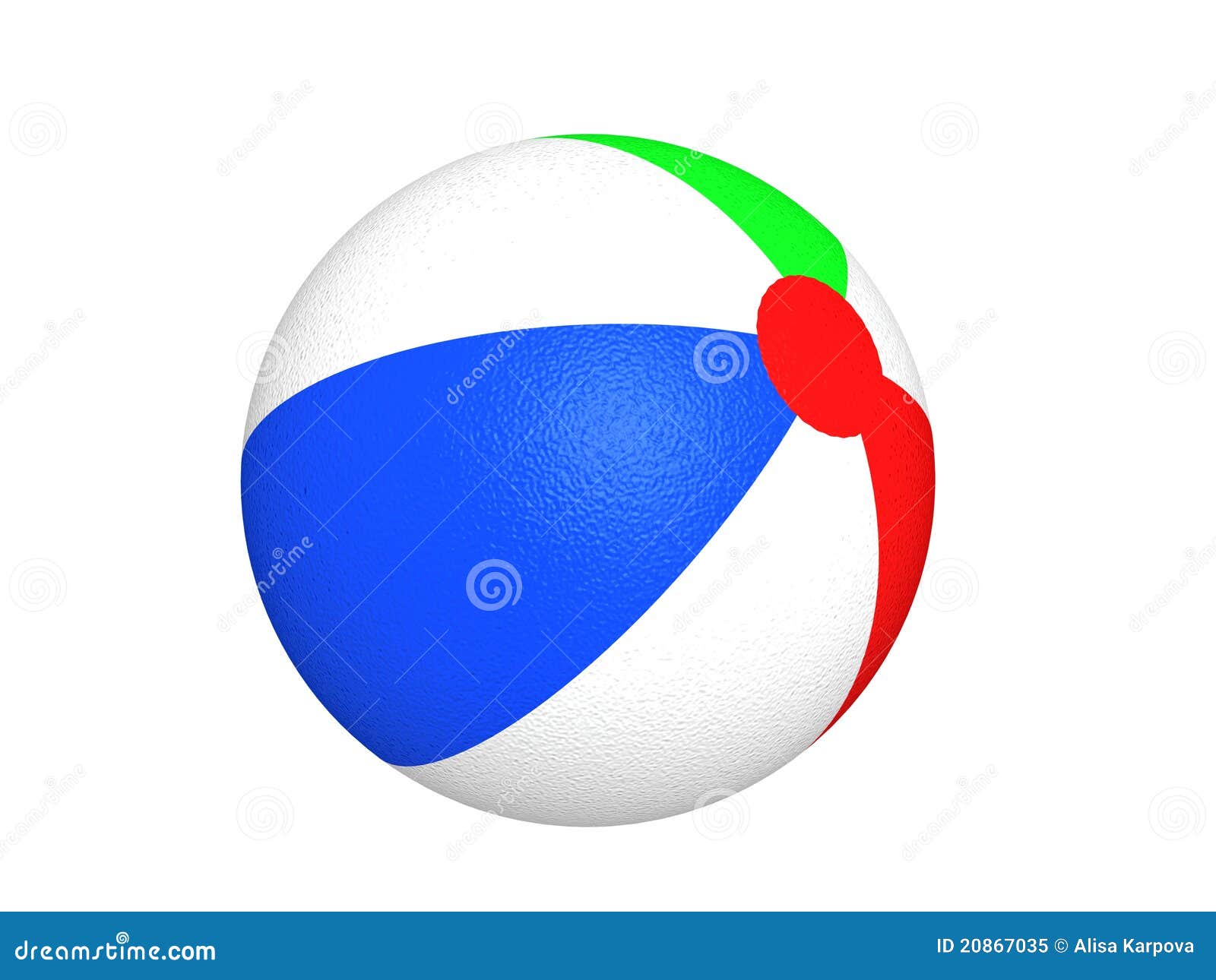 Single Beach Ball on White Background Stock Illustration Illustration
