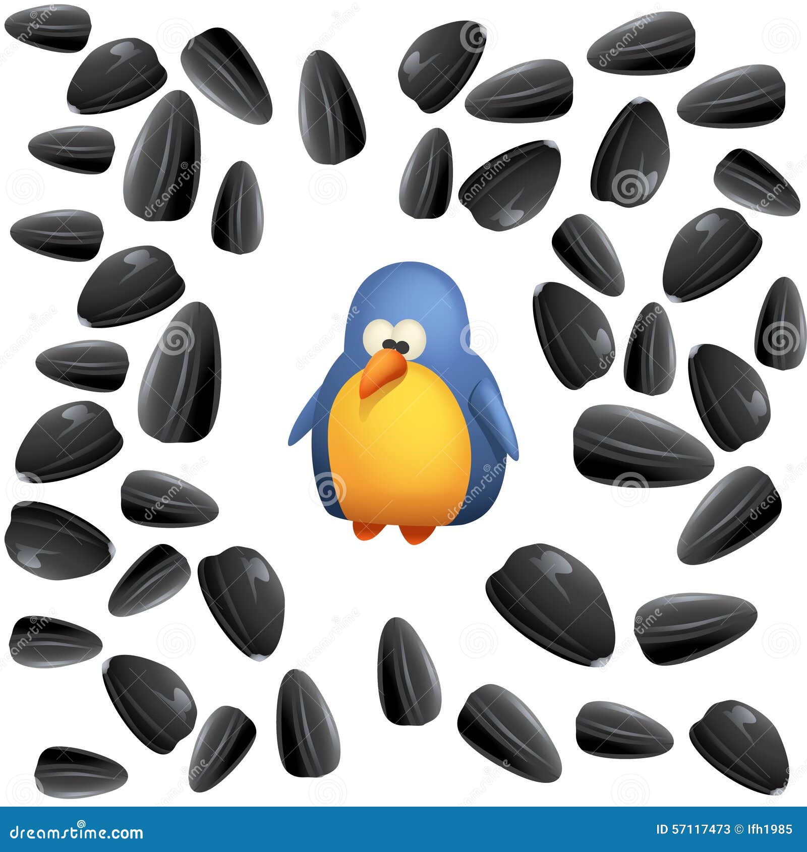 Single Bird With Seeds Cartoon Vector 57117473