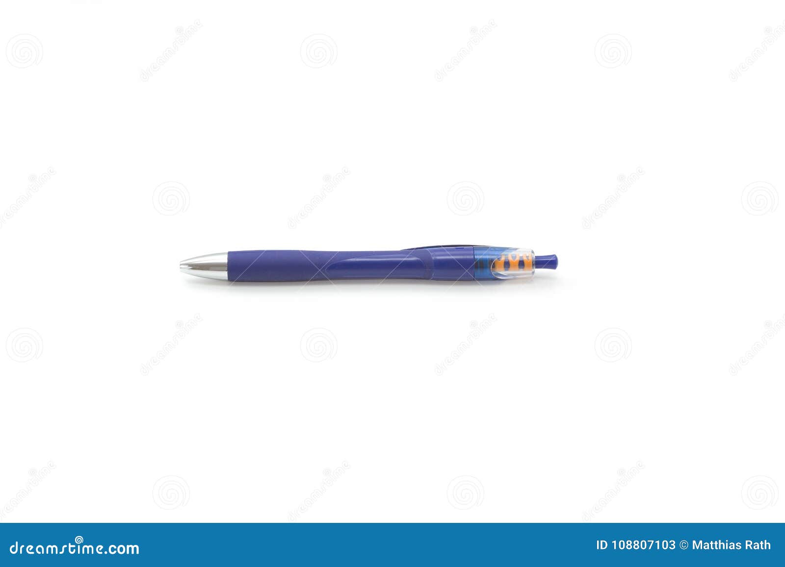 Single Blue Biro Agains a White Background Stock Image Image of note