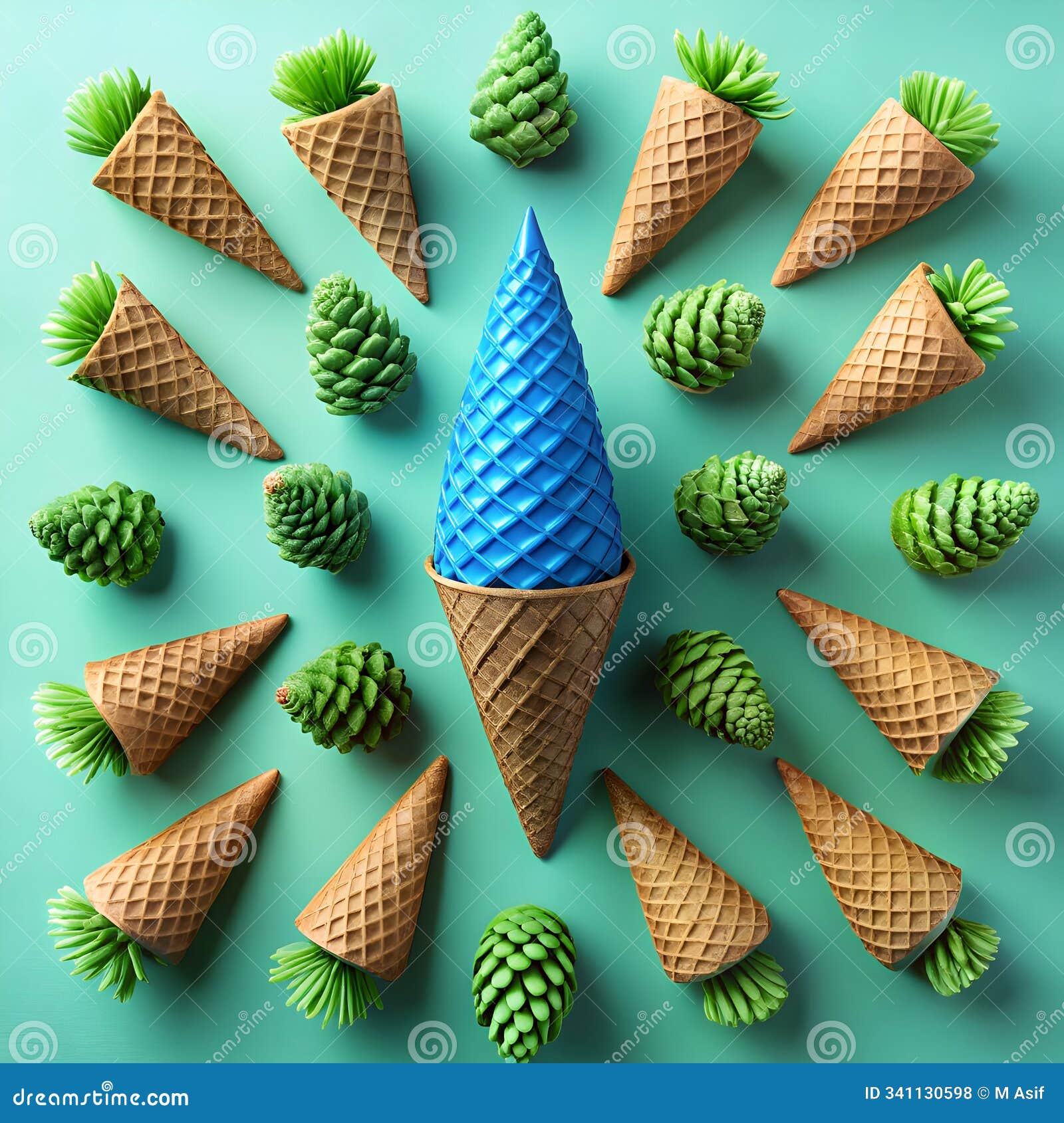 a single blue halma cone prominently displayed against