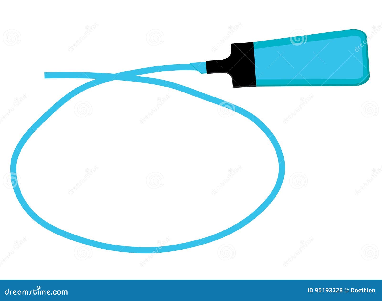 Single Blue Highlighter Pen with Hand Drawn Blue Circle To Highl Stock Illustration