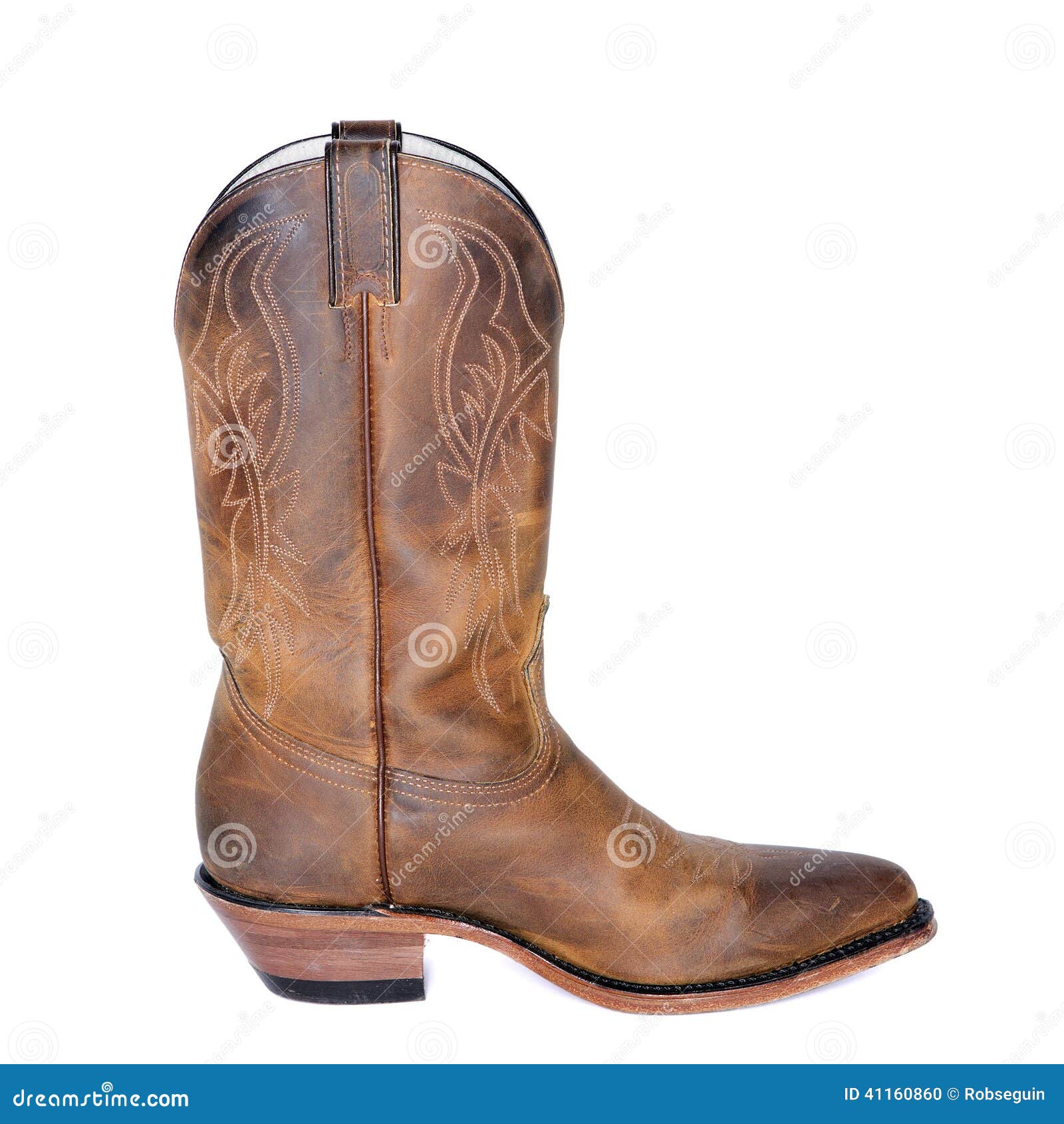 single brown western boot