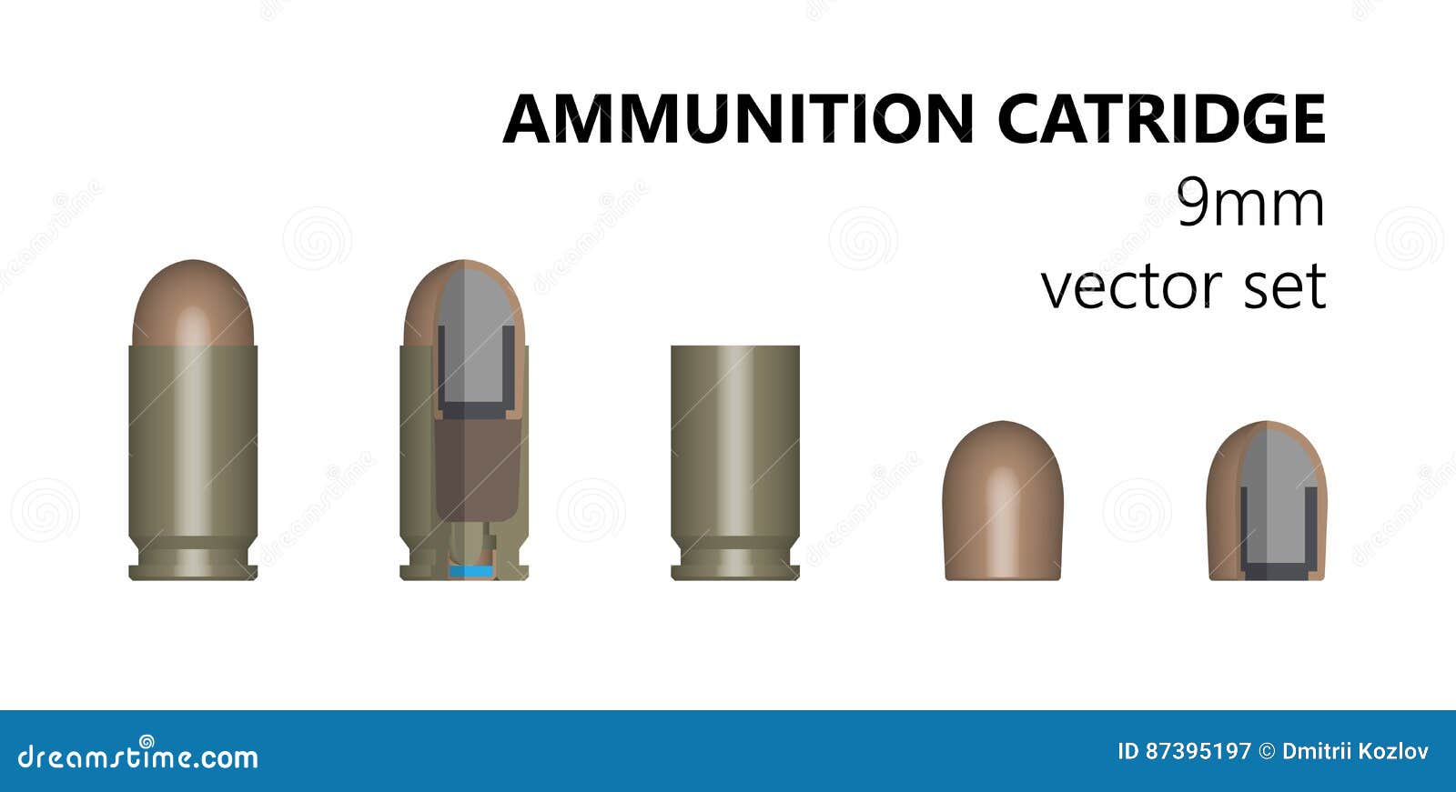 Single Bullet 9mm Bullet On A White Background Stock Vector Illustration Of Macro Parabellum 87395197