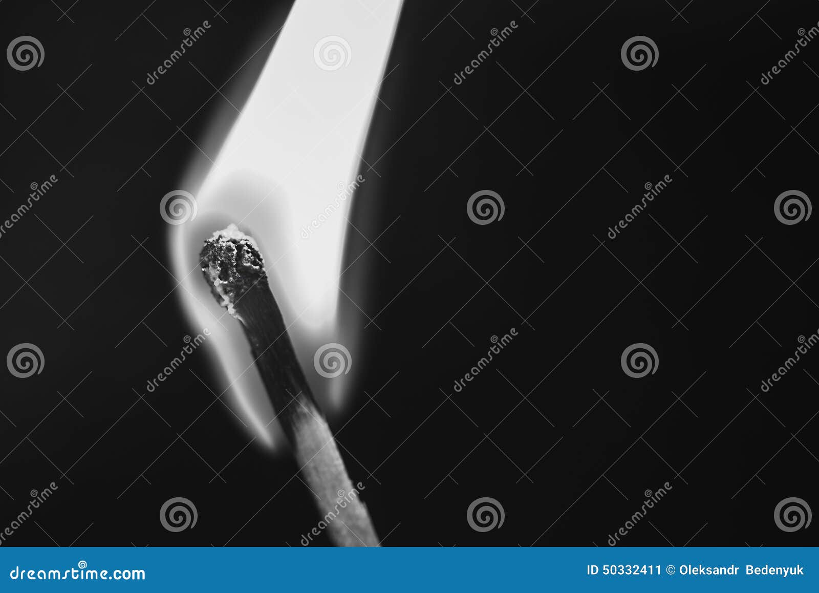 Single Burning Match on Black Background Stock Image - Image of ...