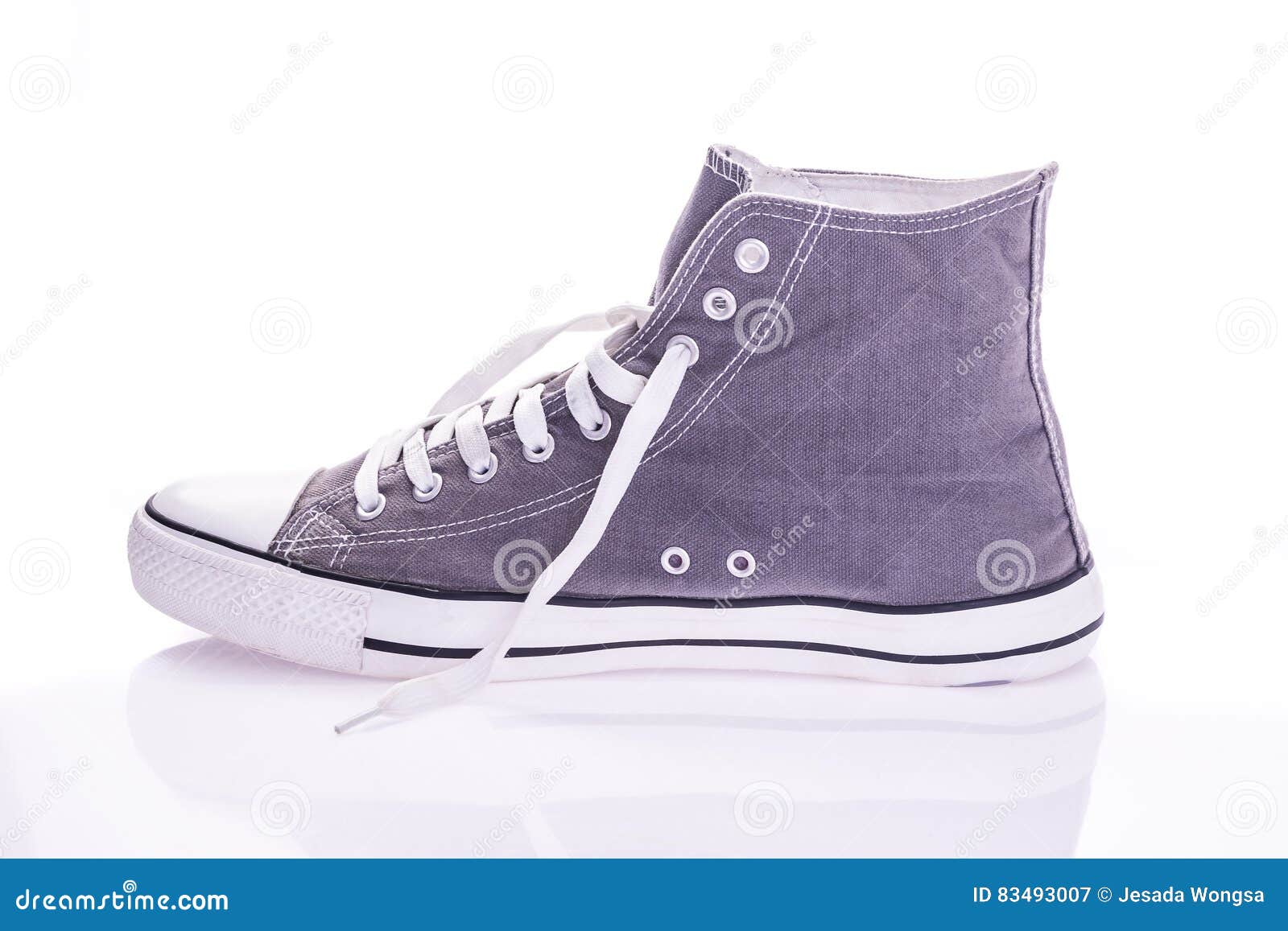 Single Canvas Sneaker Isolated on White Stock Image - Image of personal ...