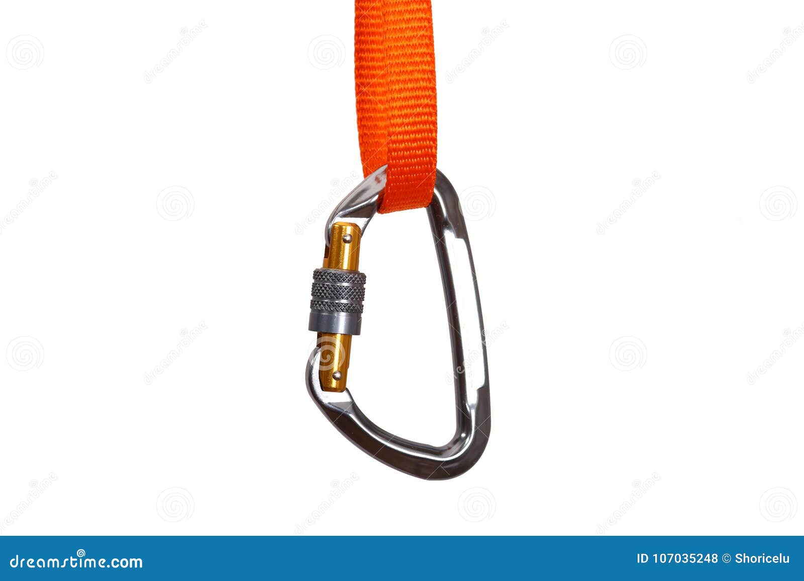 Single Carabiner with Webbing Rope Stock Photo - Image of pair