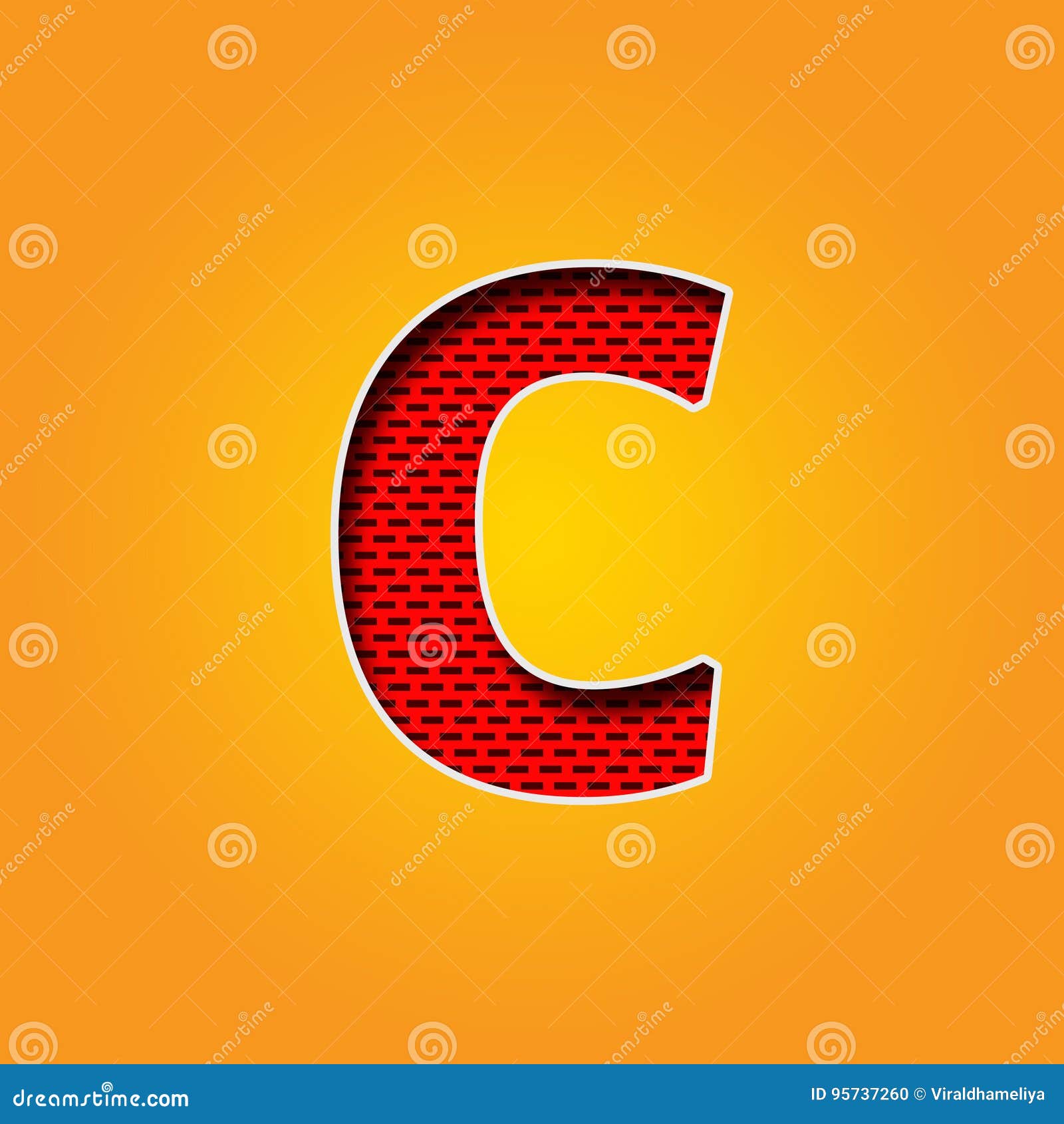Single Character C Font In Orange And Yellow Color Alphabet Stock Illustration Illustration Of Coloured Application 95737260