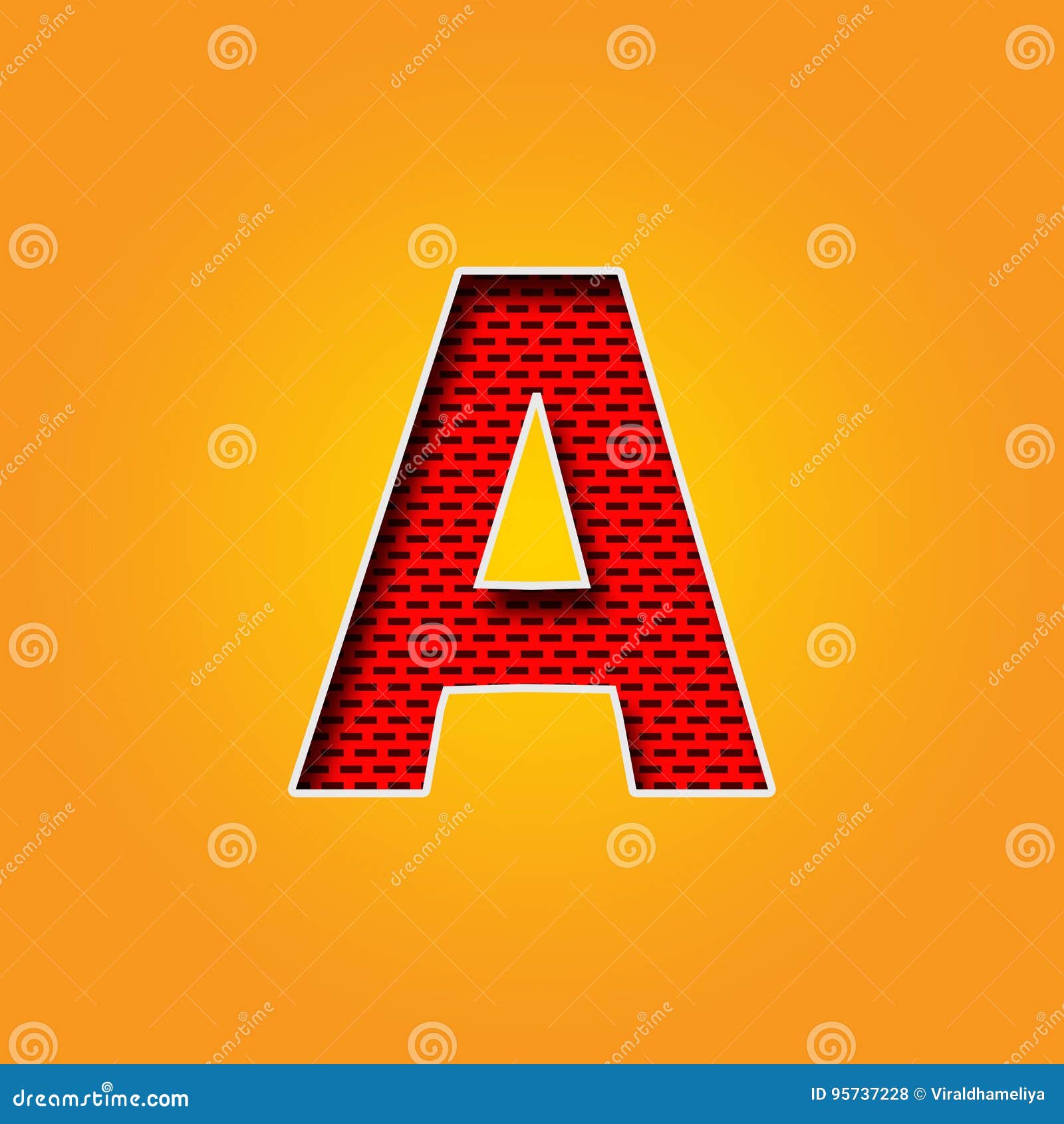 single character a font in orange and yellow color alphabet