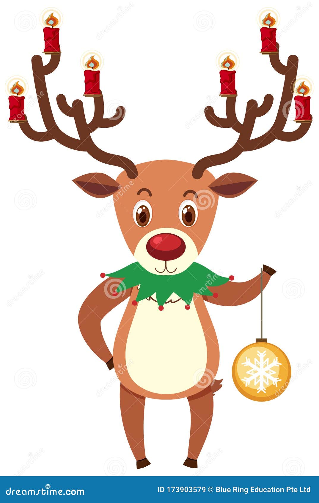 Single Character Of Reindeer And Ornament On White