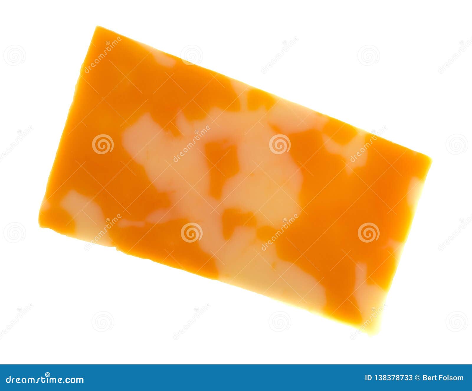Single Colby Jack Cheese Bar Isolated on a White Background Top View