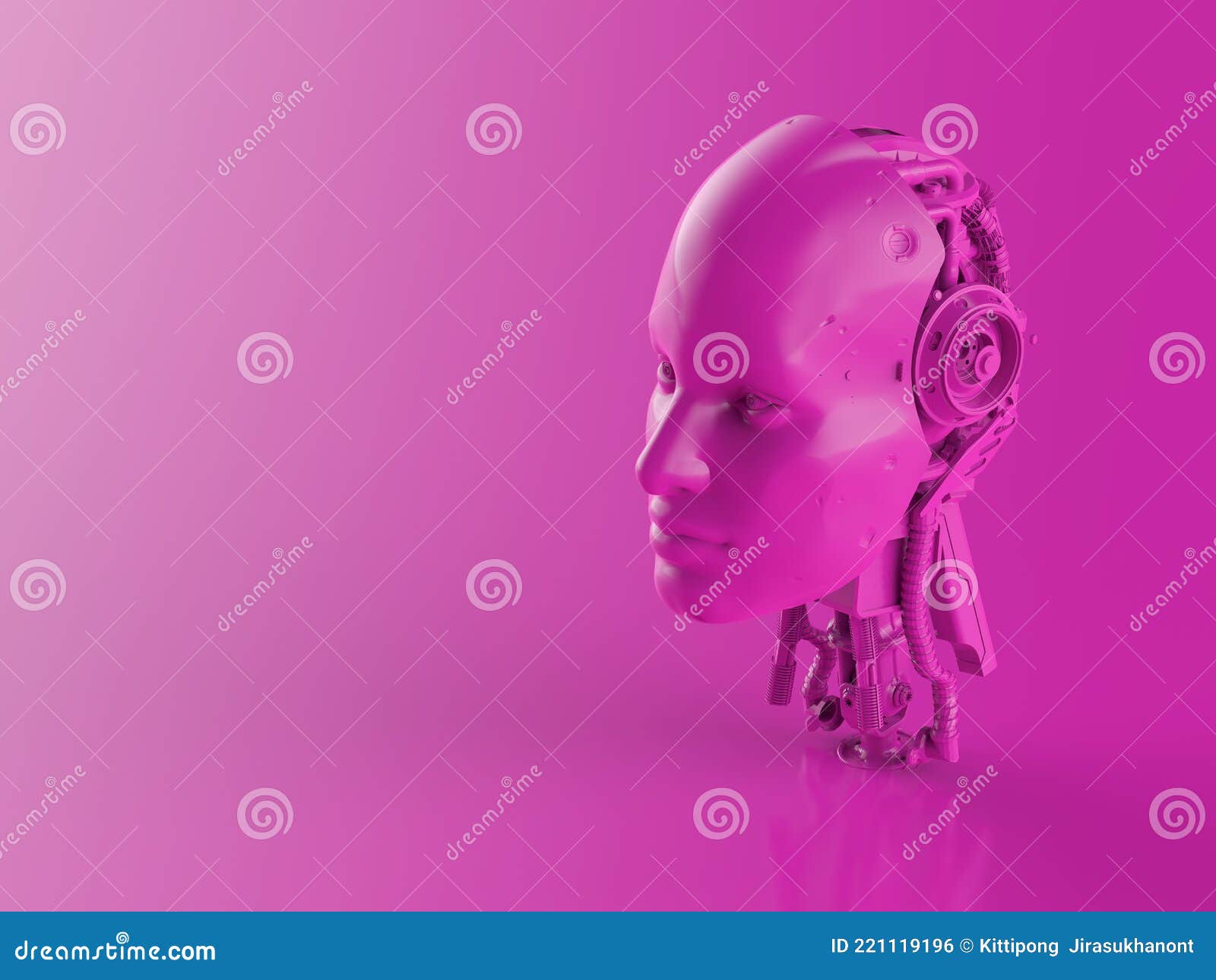 single color neon pink ai robot