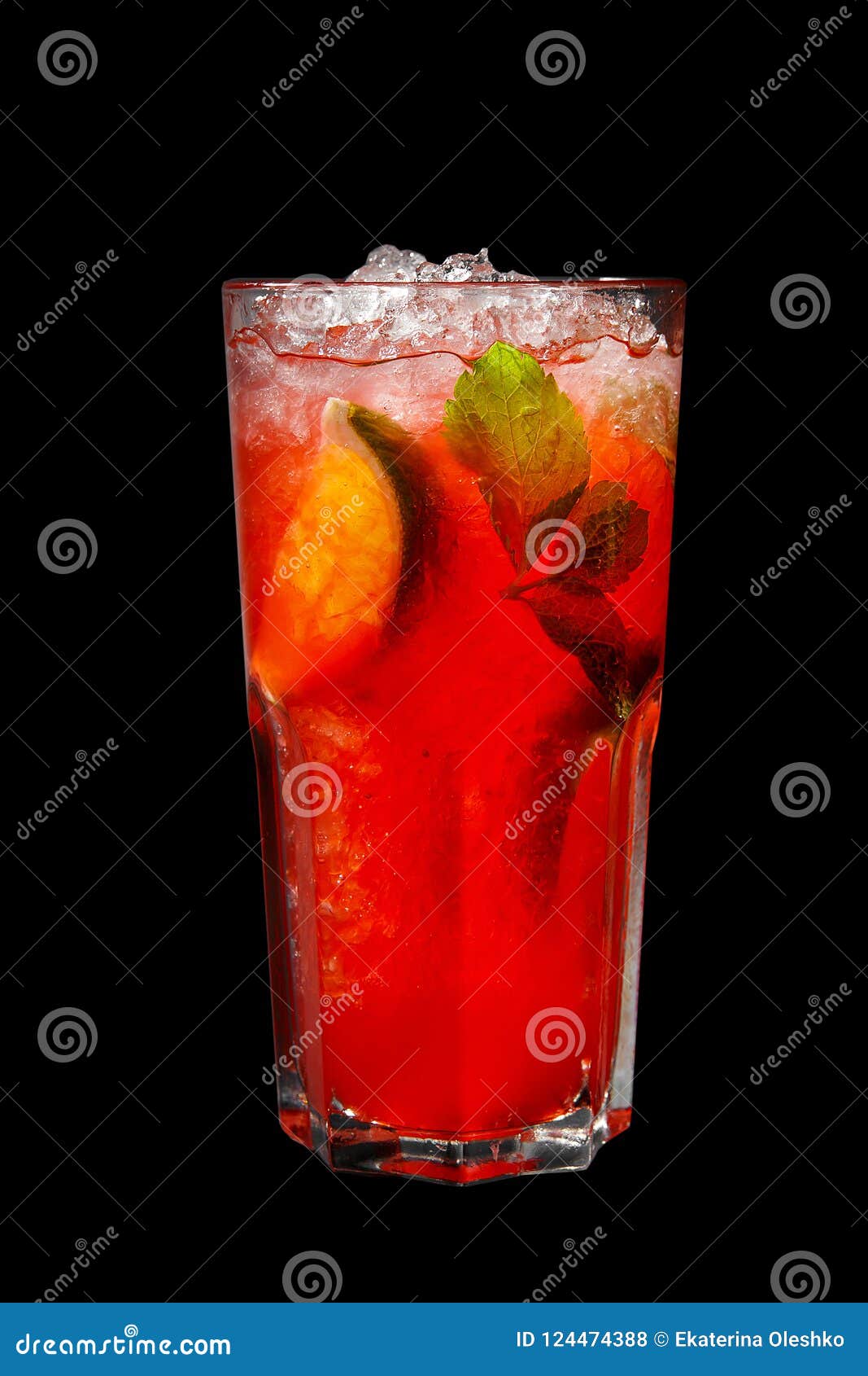 Summer Cocktail on Isolated Black Background Stock Photo - Image of ...