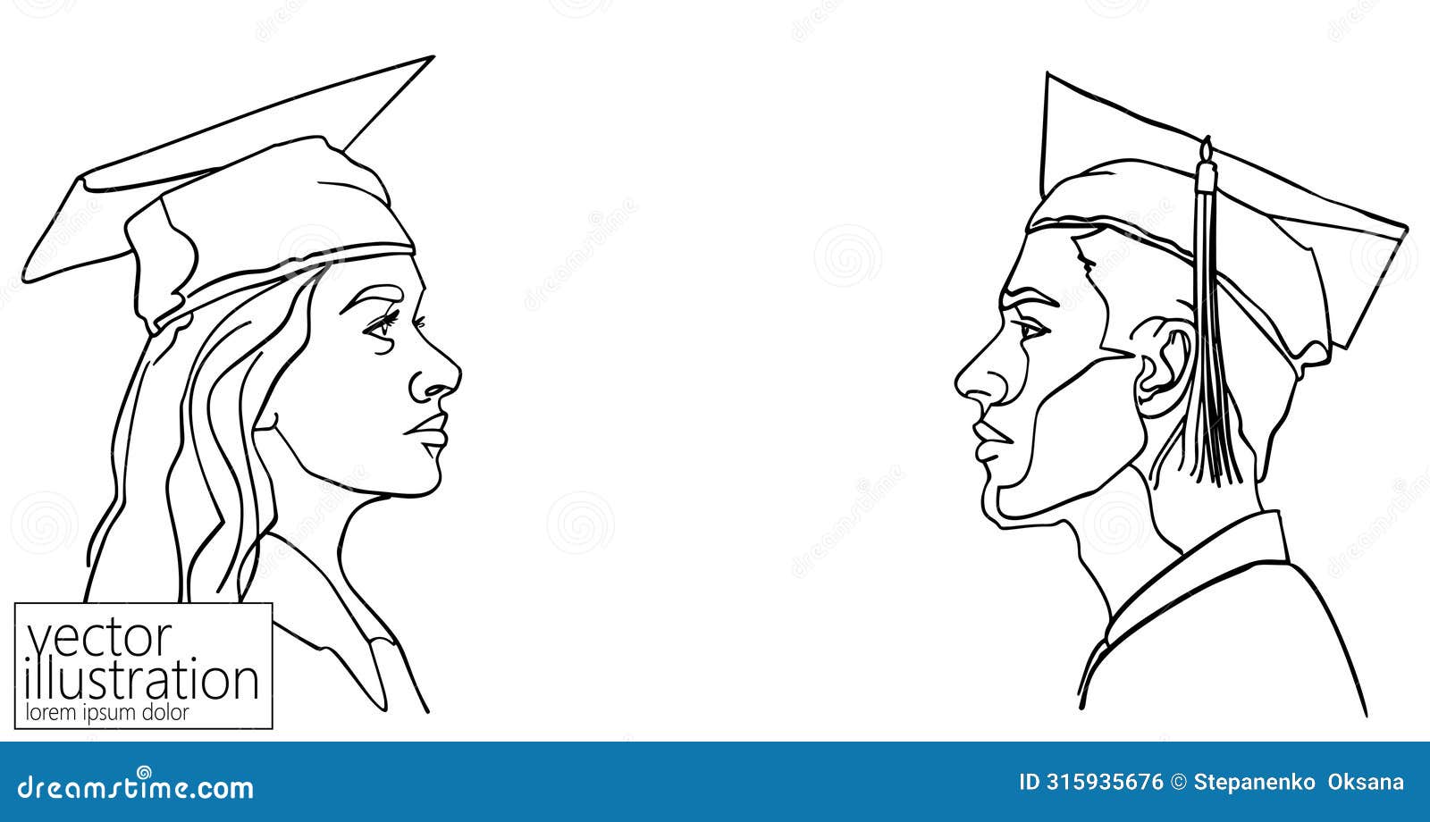 single continuous line art graduation man and woman. celebration ceremony master degree academy graduate  one