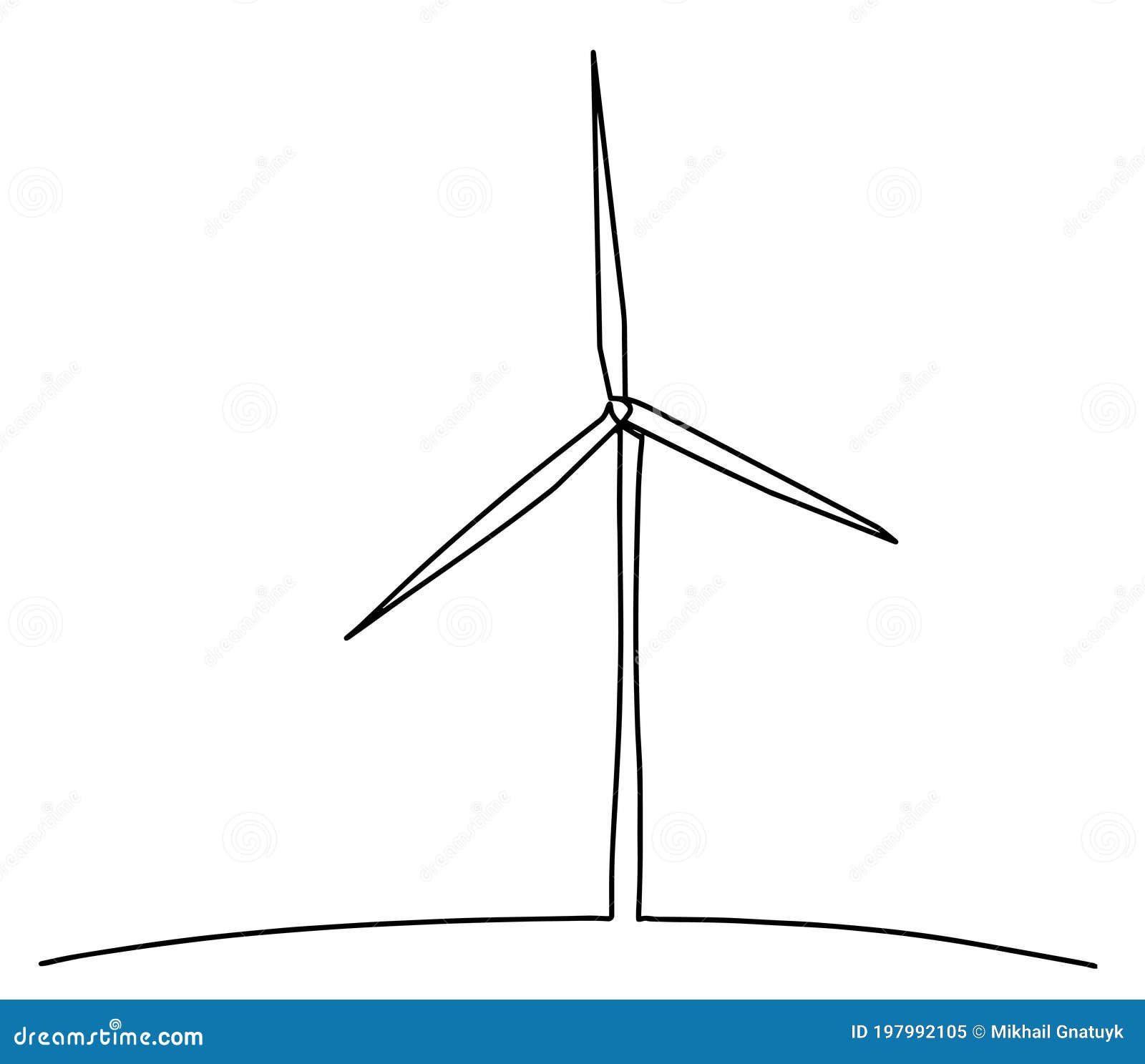 Single Continuous Line Art Wind Generator. Save Ecology