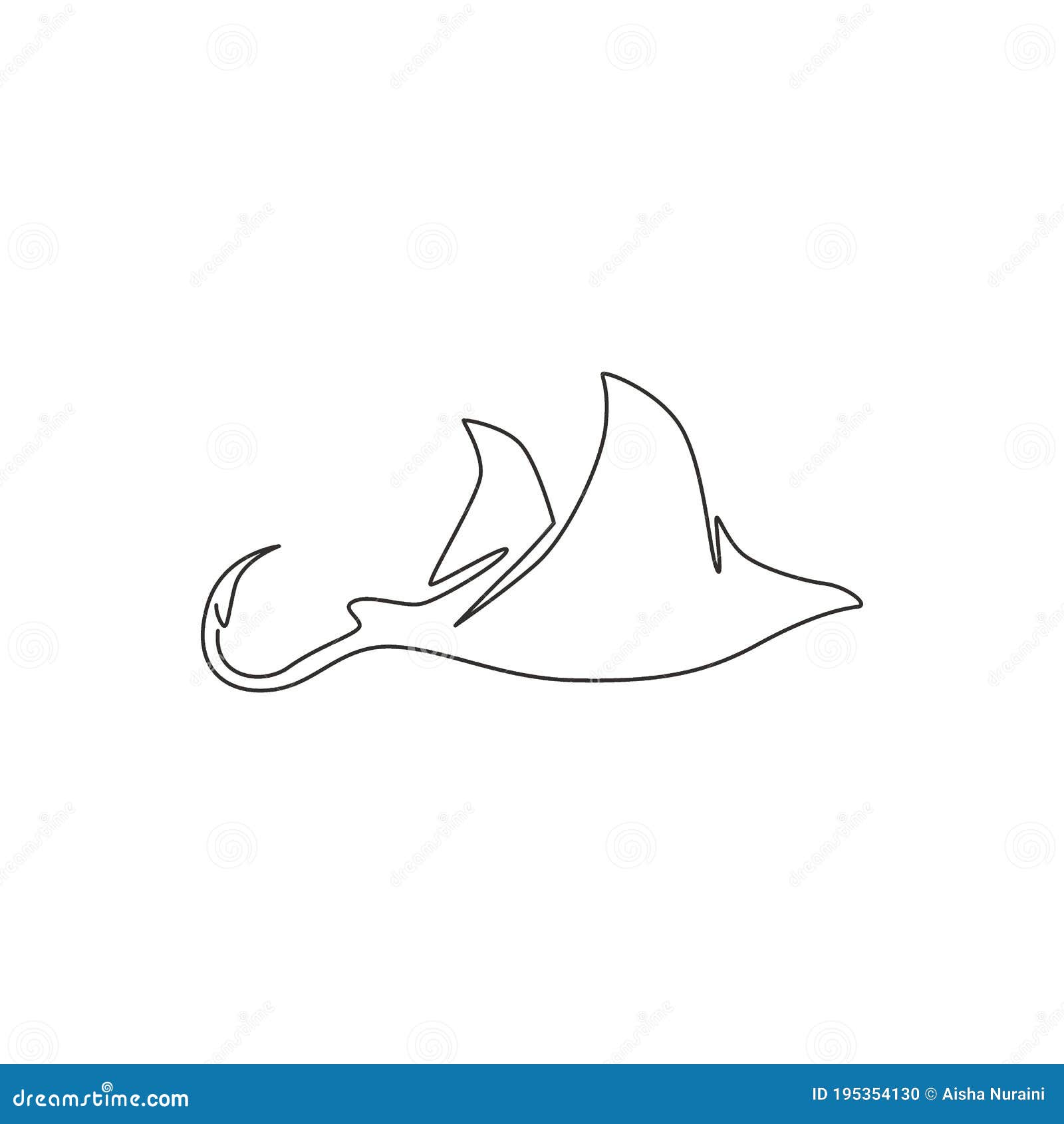 Single Continuous Line Drawing of Adorable Stingray for Logo
