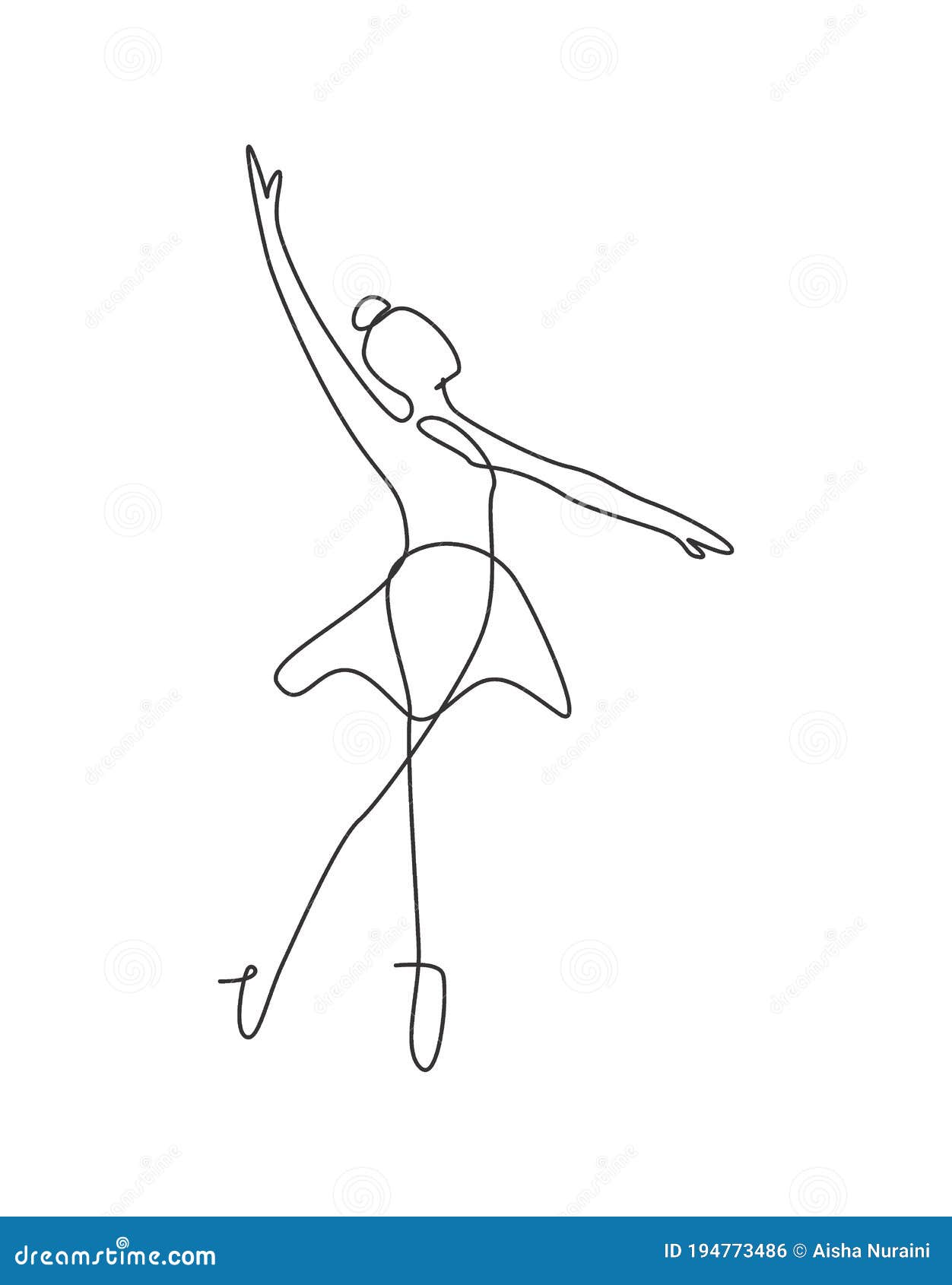 Single Continuous Line Drawing Ballerina In Ballet Motion Dance Style.  Beauty Minimalist Dancer Concept Logo, Scandinavian Poster Stock  Illustration - Illustration of model, dress: 194773486
