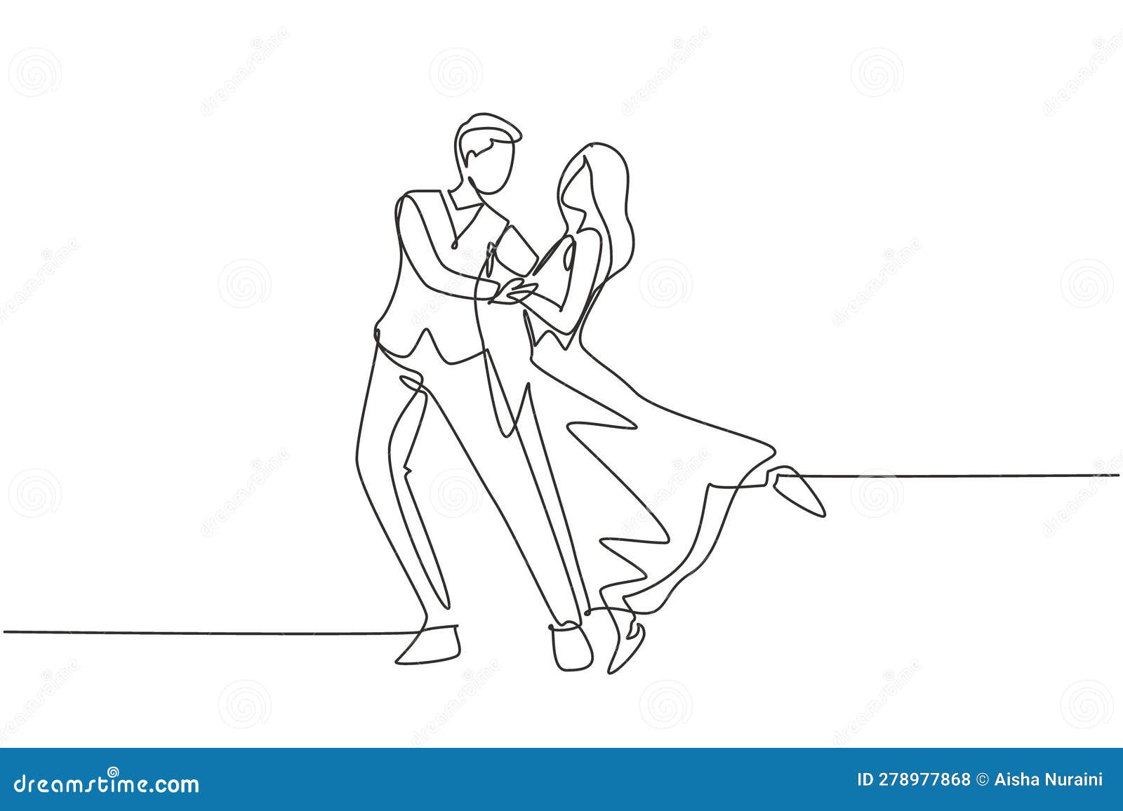 Single Continuous Line Drawing Romantic Man and Woman Professional ...