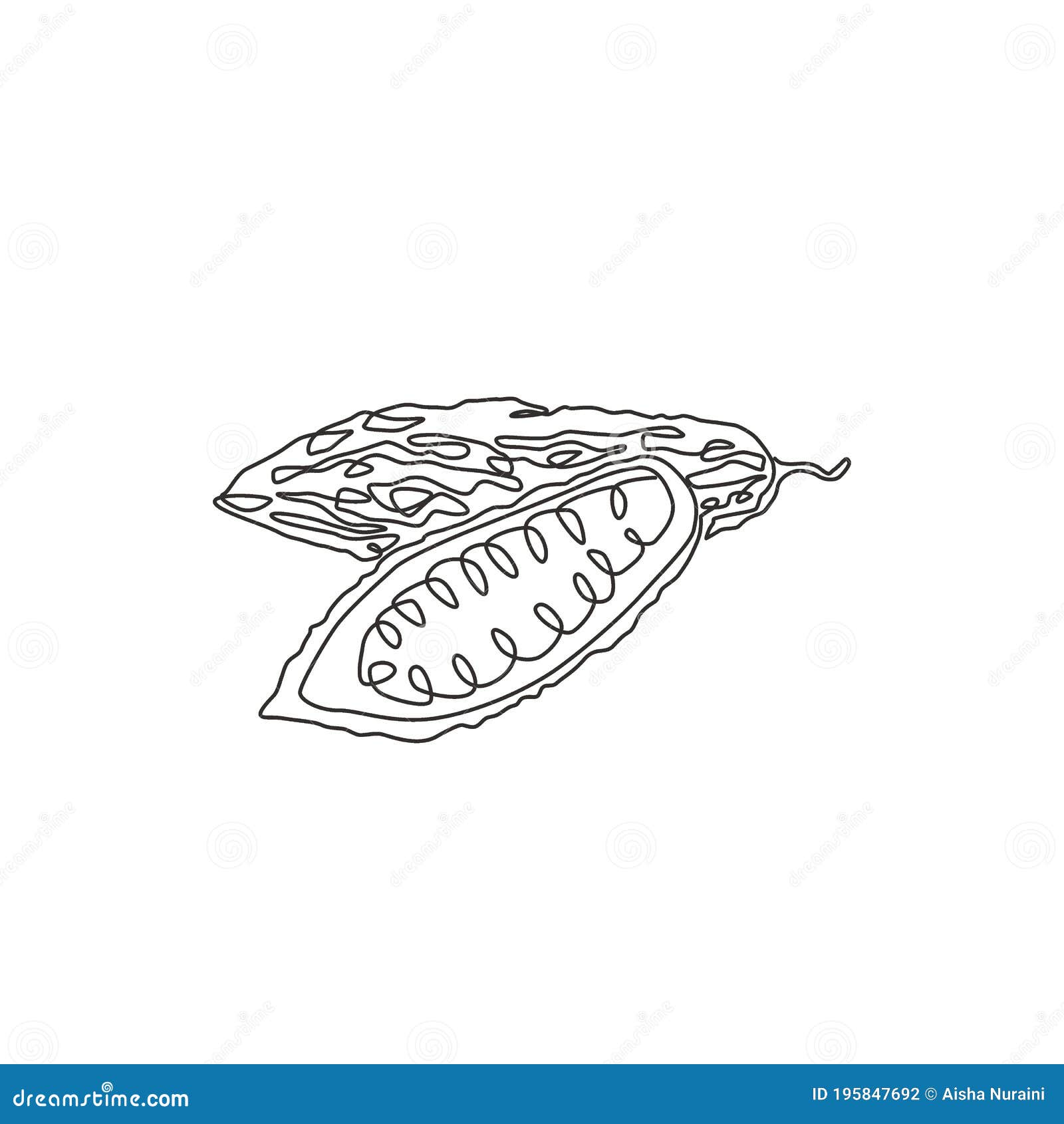 Single continuous line drawing of whole and sliced healthy organic bitter  gourd for garden logo identity. Fresh Indonesian pare concept for veggie  icon. Modern one line draw design vector illustration 4483827 Vector