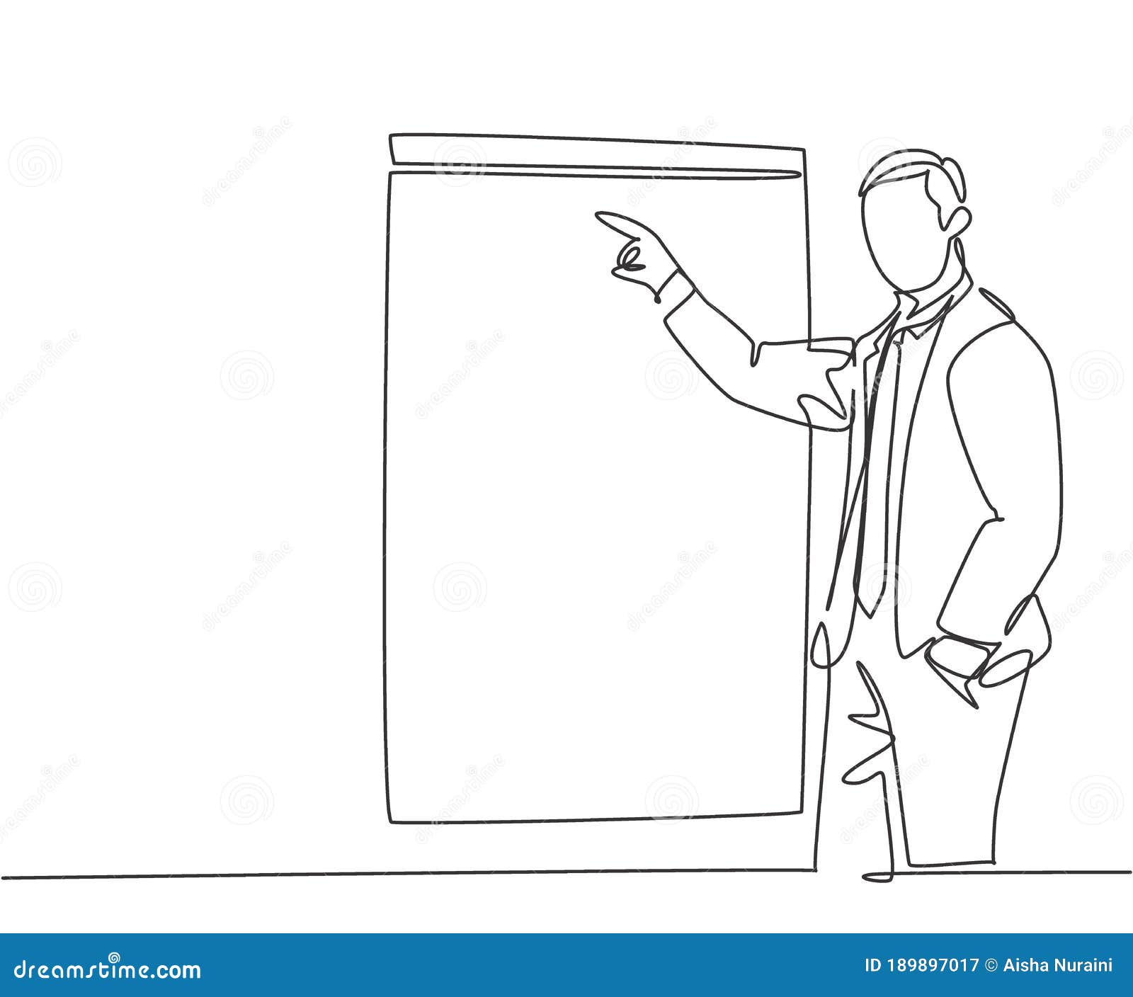 Single Continuous Line Drawing of Young Business Coach Pointing Finger To  the Screen Board while Coaching in Front of Class. Stock Vector -  Illustration of chart, information: 189897017