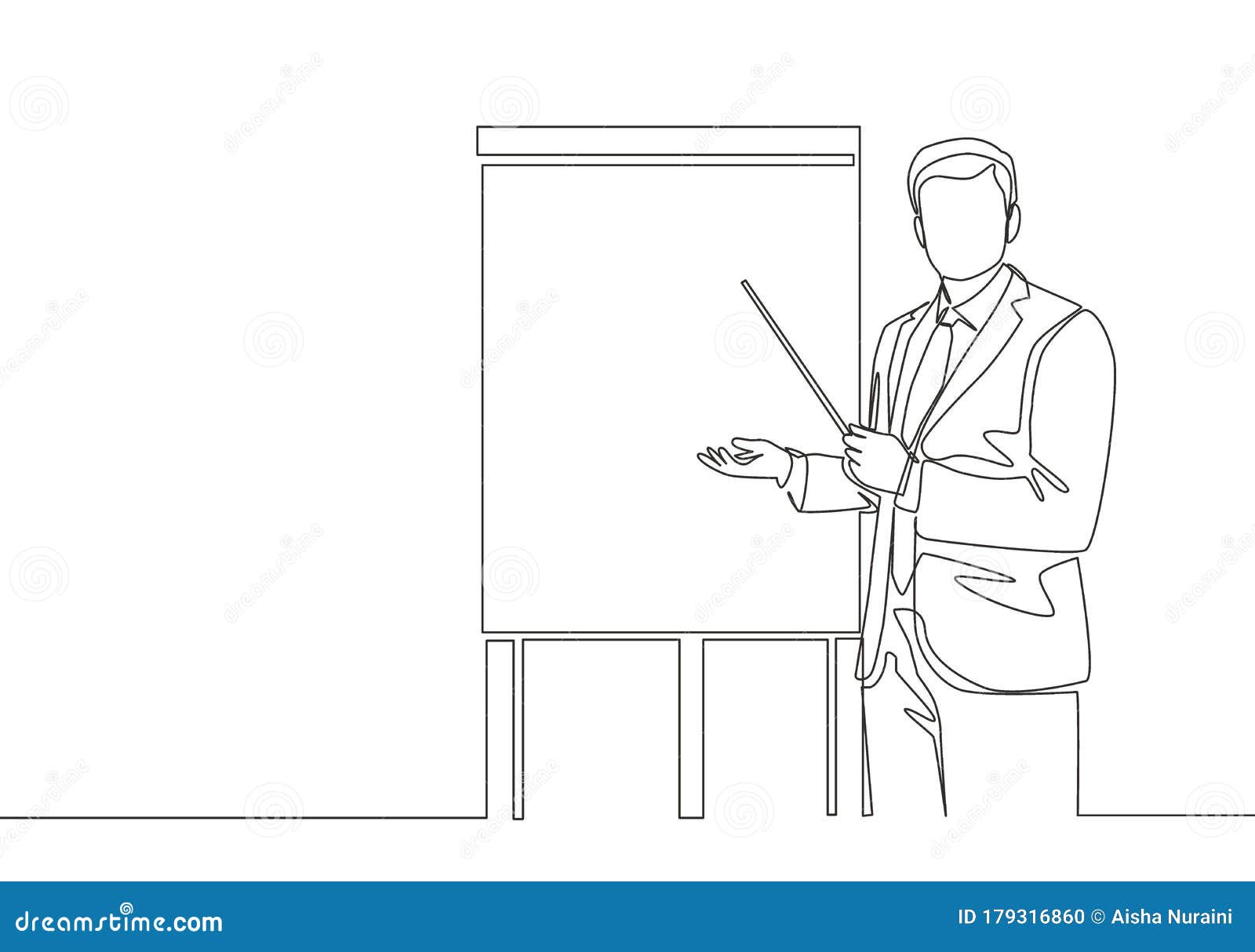 Single Continuous Line Drawing of Young Business Manager Giving