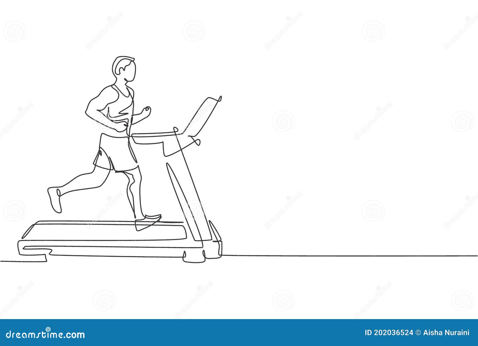 Single Continuous Line Drawing of Young Sportive Man Training Speed Run  with Treadmill in Sport Gymnasium Club Center. Fitness Stock Vector -  Illustration of continuous, outline: 202036524