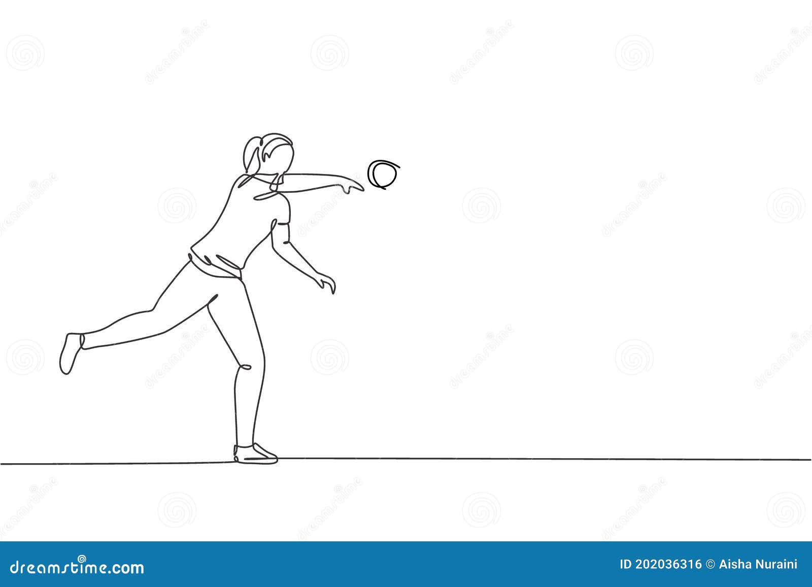 single continuous line drawing young sportive woman practice to powerfully throw shot put court stadium athletic games 202036316