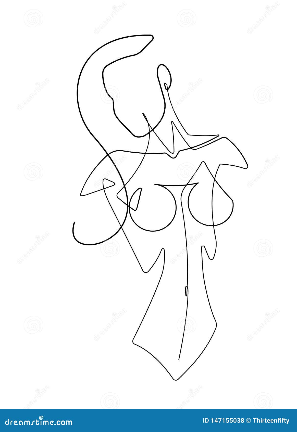 Download Female Figure Continuous Vector Line Art Stock Illustration - Illustration of shoulders, skin ...