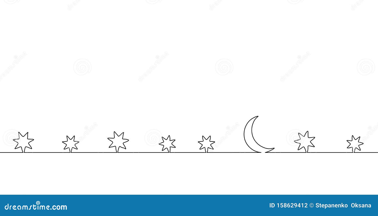 single continuous one line art moon night. sleep wall stars sky concept  sketch. relax recreation starry evening