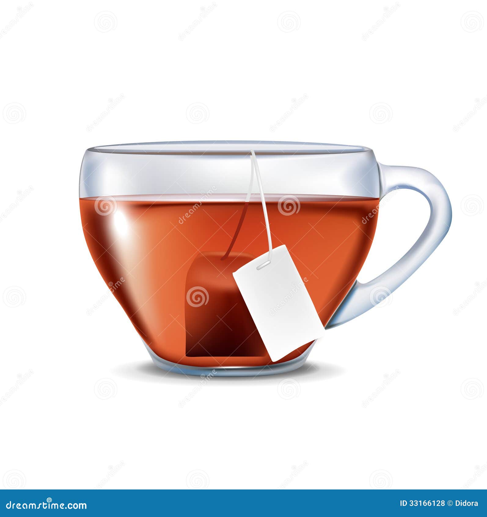 Single Cup of Tea with Tea Bag Isolated Stock Vector Illustration of