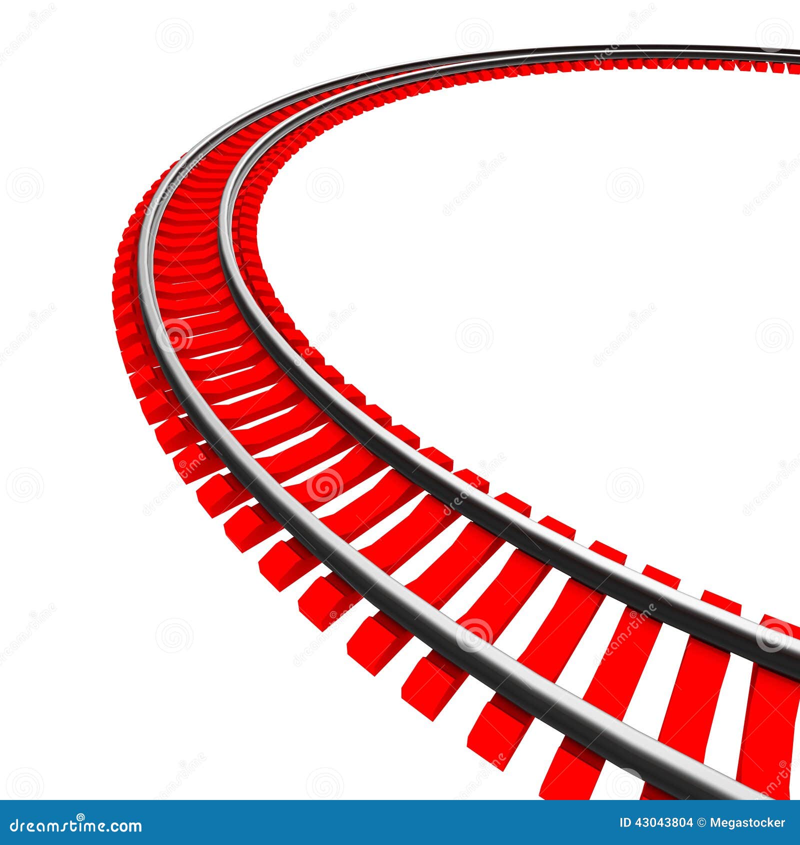 Single Curved Railroad Track Isolated Stock Illustration 