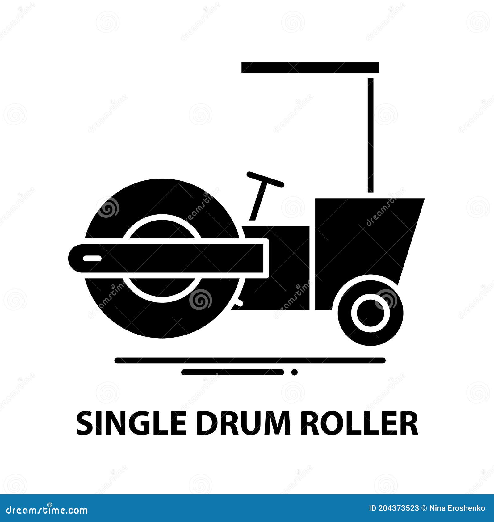 Single Drum Roller Symbol Icon, Black Vector Sign with Editable Strokes, Concept Illustration