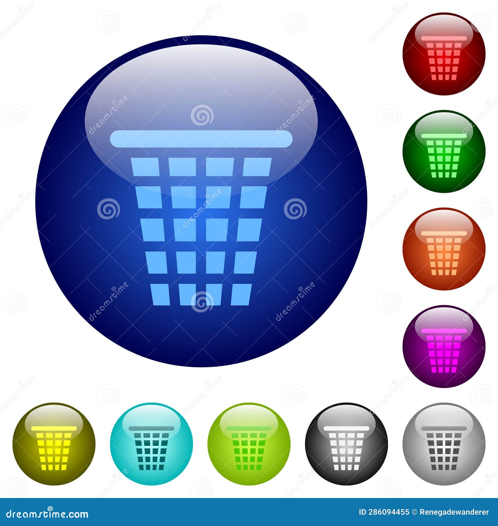 single empty wide trash solid color glass buttons
