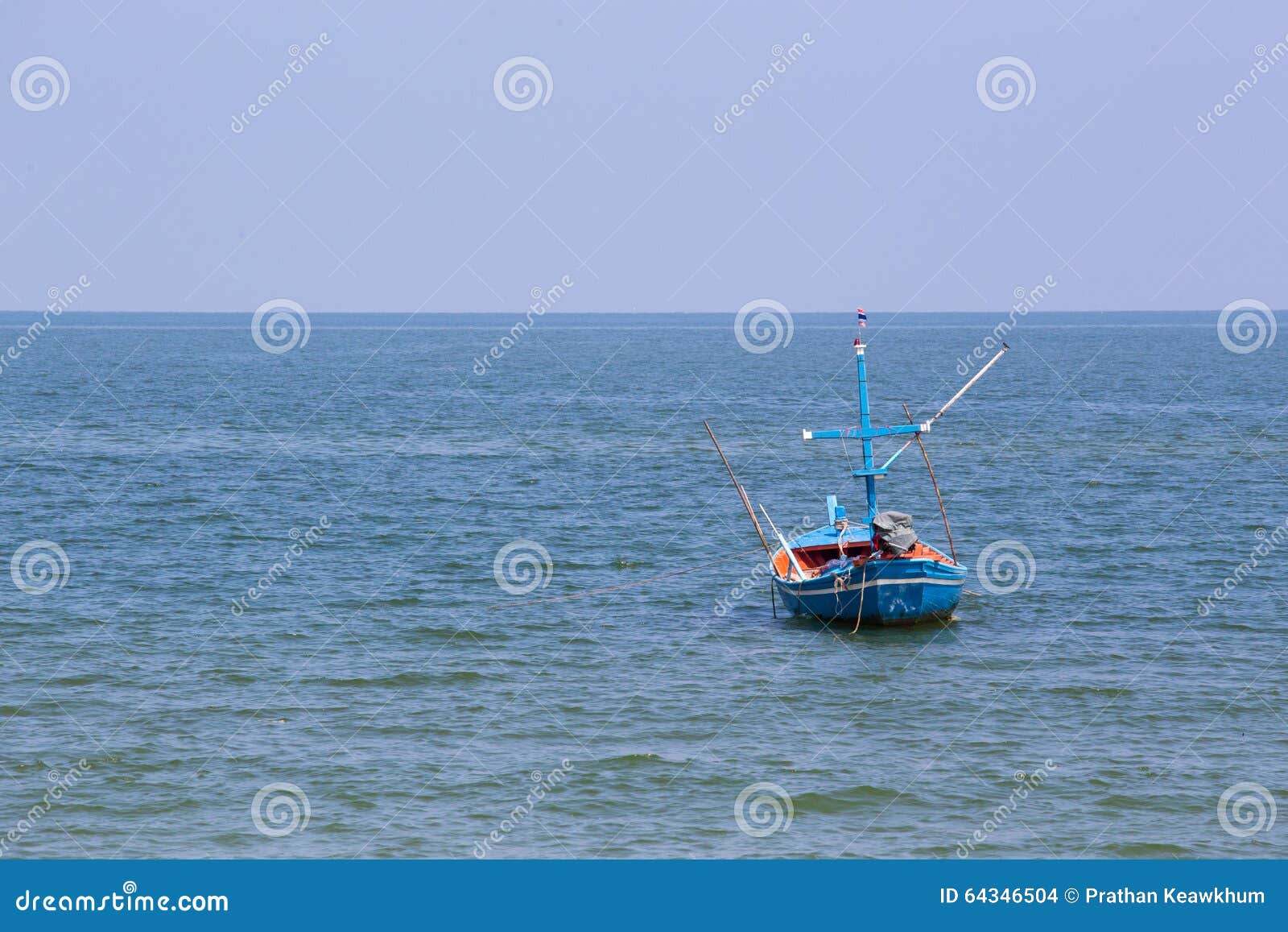 Single Fishery Boat Floating on Sea Stock Photo - Image of single ...