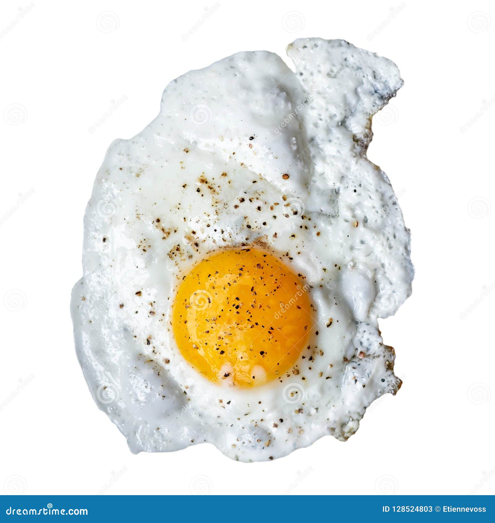 Single Fried Egg Sprinkled with Ground Black Pepper Isolated on Stock