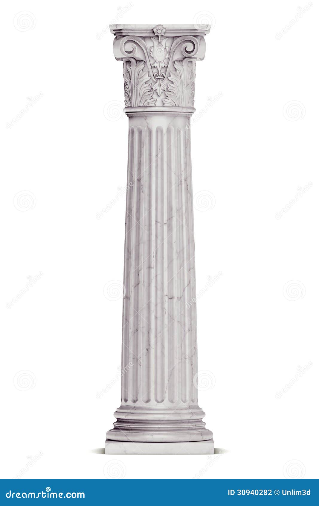 single greek column  on white