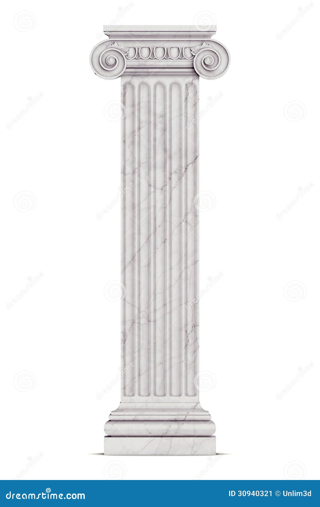 single greek column  on white