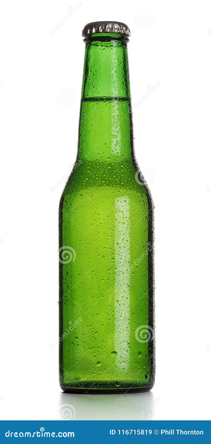 Single Green Beer Bottle on White Stock Image Image of lager, small